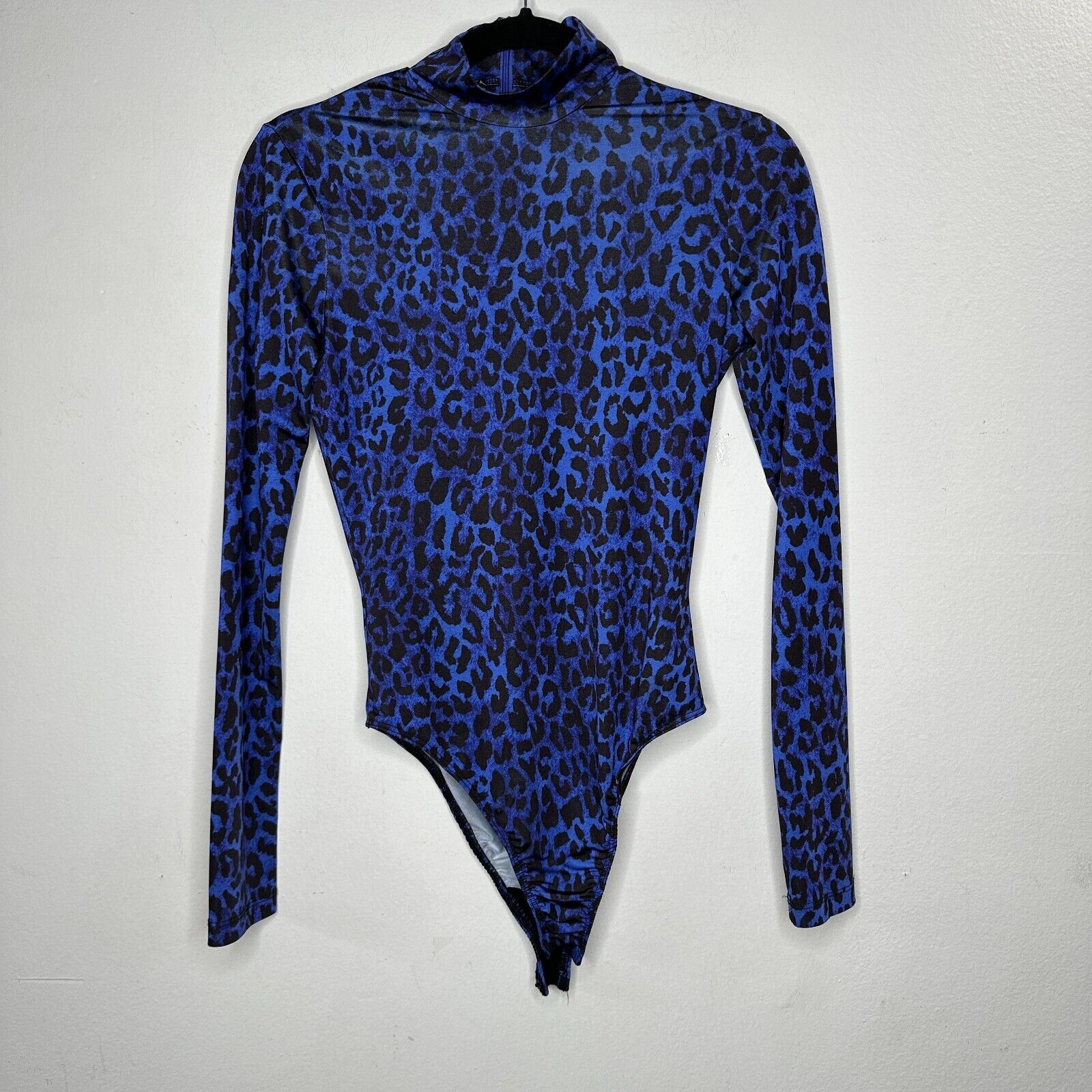 Topshop Topshop x Halpern Blue Cheetah Mock Neck Back Zip Bodysuit 2 Size XS / US 0-2 / IT 36-38 - 2 Thumbnail