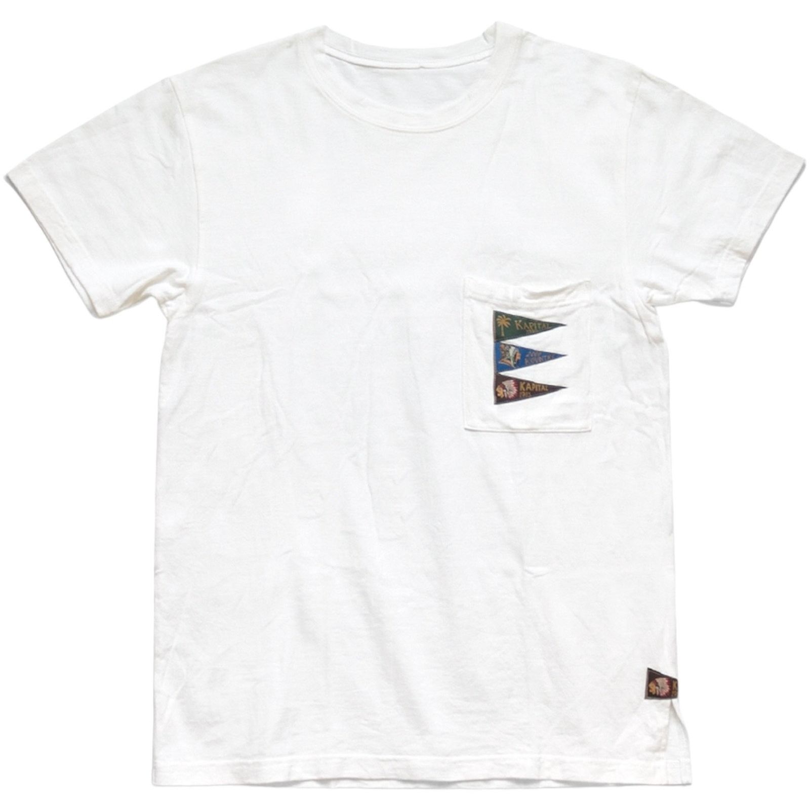 image of Kapital 4 Flags Pennant Tee in White, Men's (Size XL)