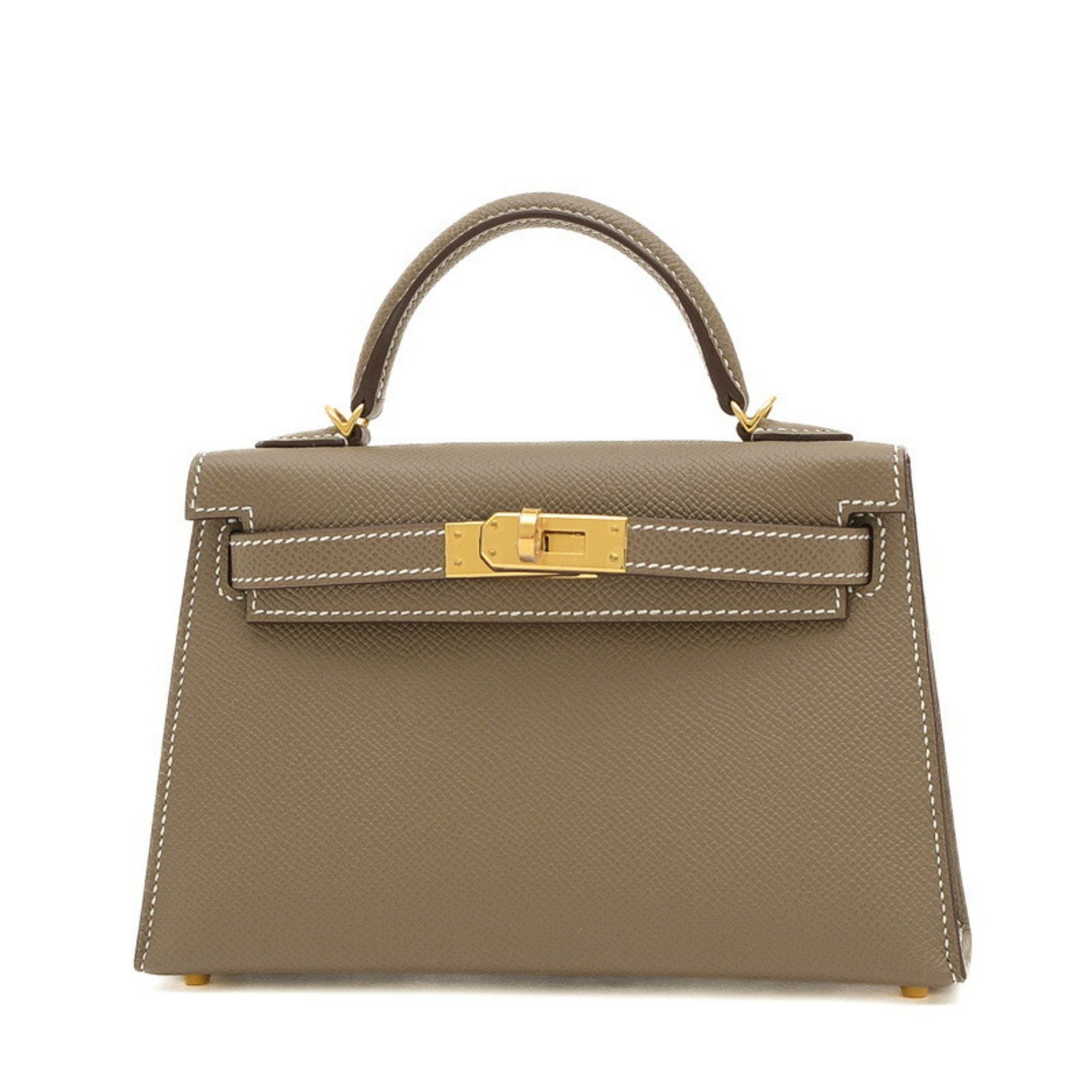 image of Hermes Kelly Do 2 Handbag Epson Etoupe B Stamp in Etoupe Gray, Women's