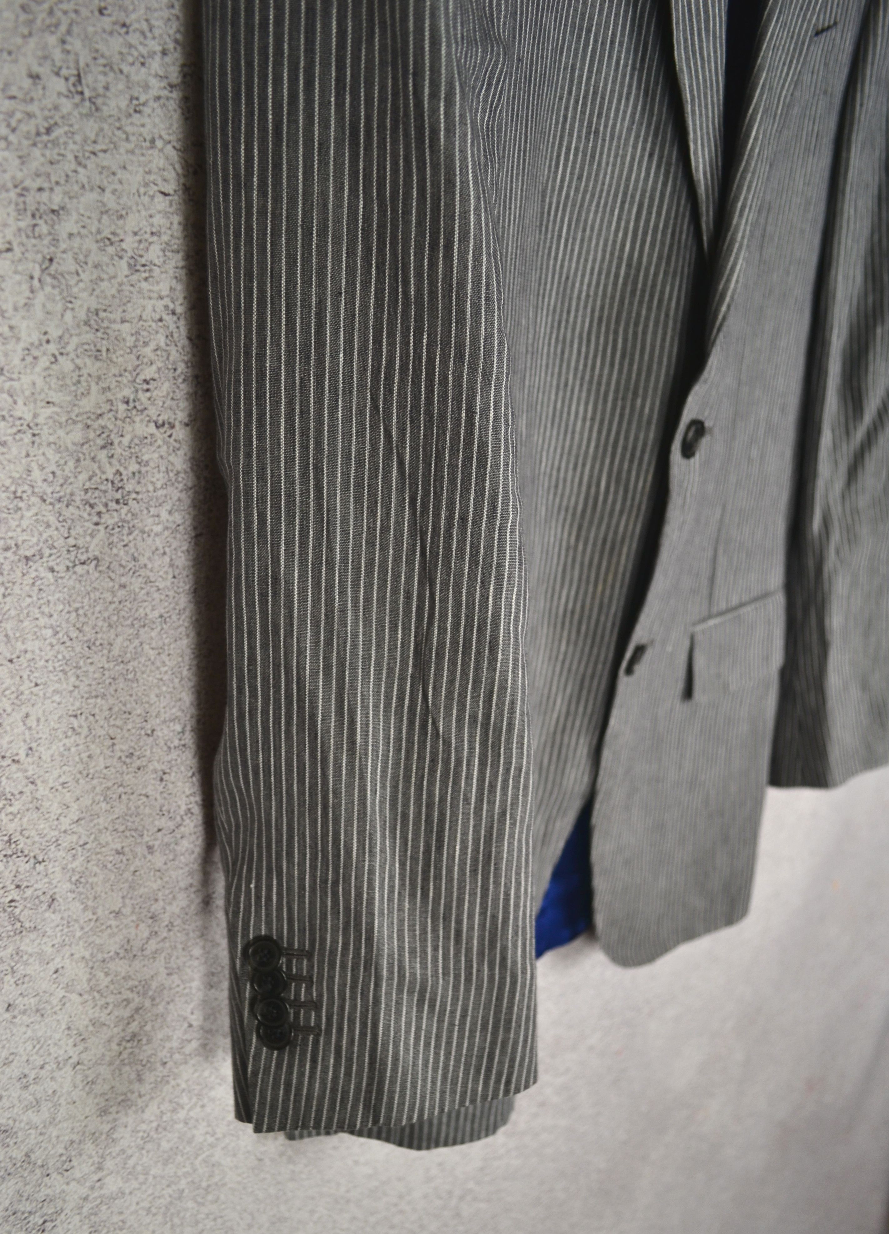 Suitsupply Suitsupply Striped Gray Pure Linen Blazer EUR 44, UK 35 Size 36S - 4 Thumbnail