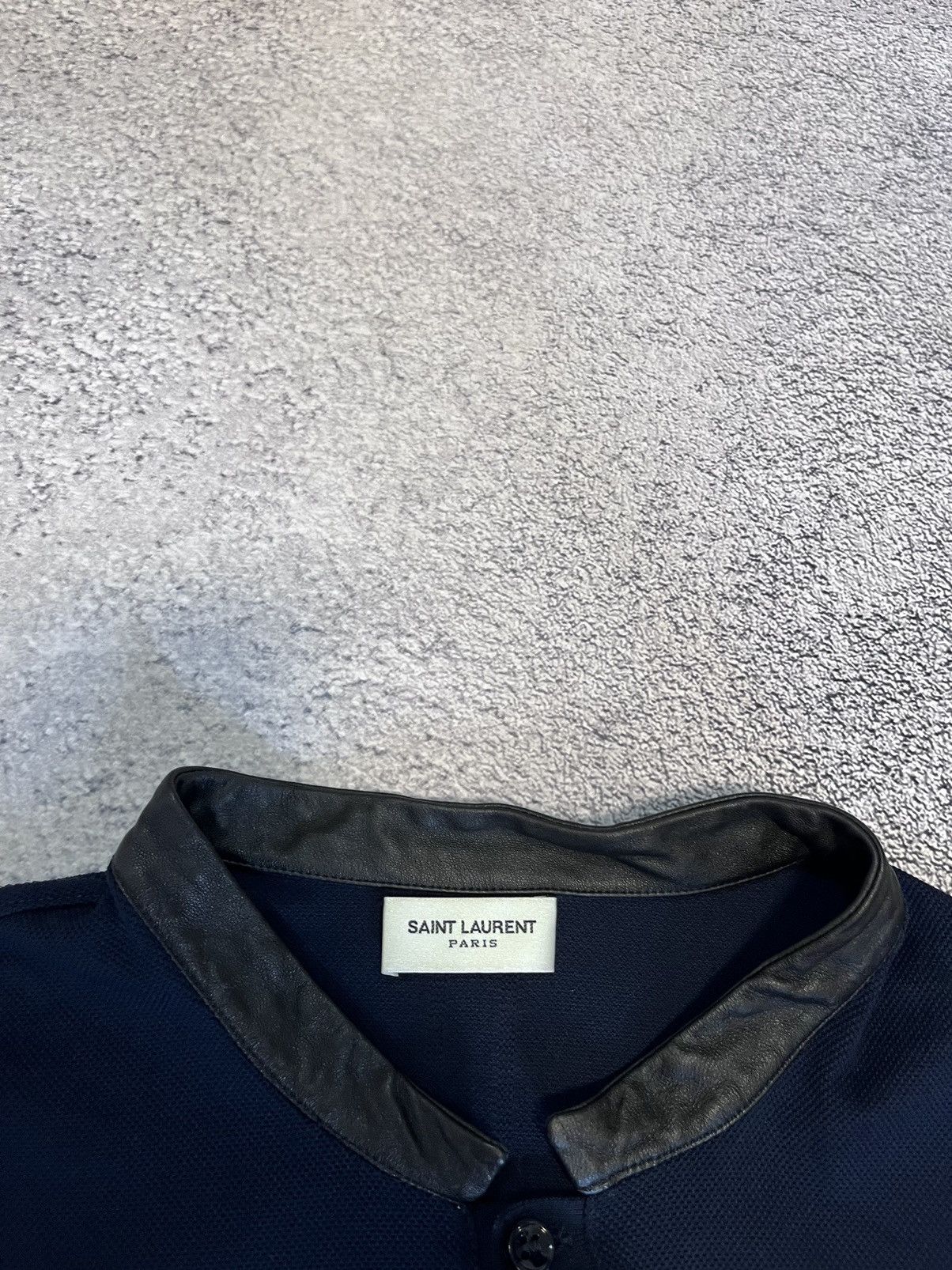 Saint Laurent Paris Saint Laurent Mens T - Shirt Polo Leather Collar Blue Size US L / EU 52-54 / 3 - 5 Thumbnail