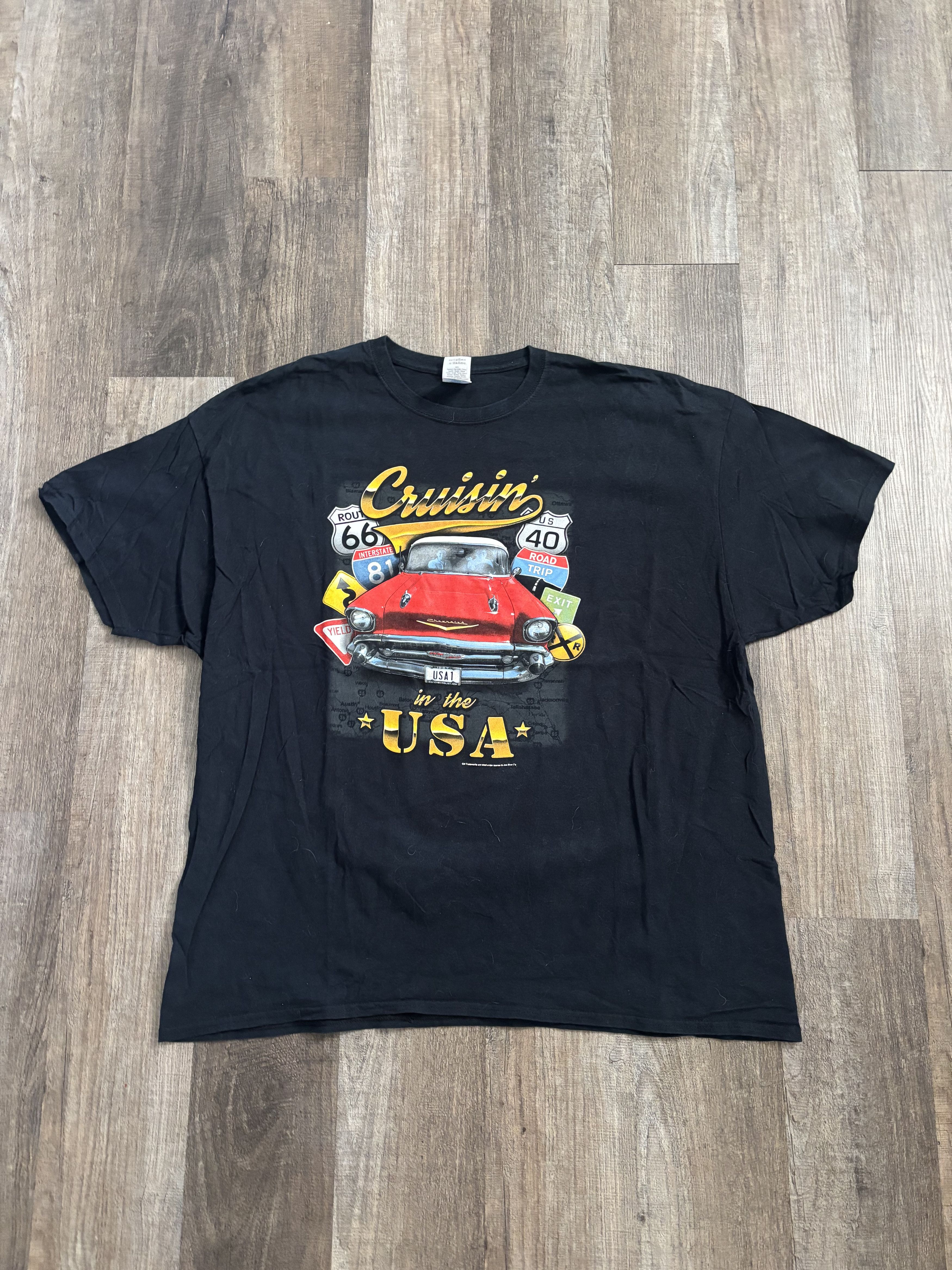 Gildan Cruisin' USA Retro Car Road Trip Graphic Tee Shirt Size US XXL / EU 58 / 5 - 1 Thumbnail