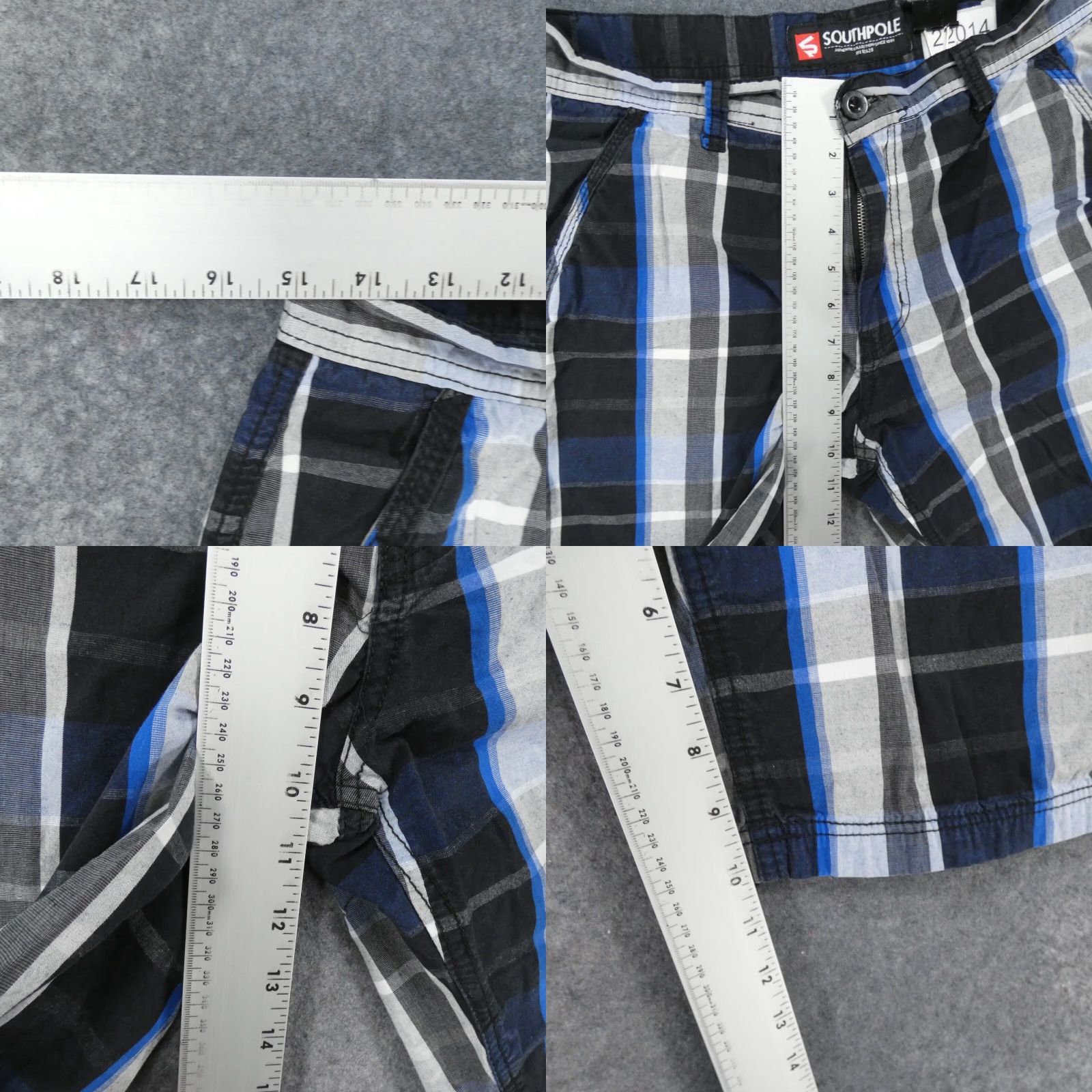 Southpole Southpole Shorts Mens 29 Chino Flat Front Navy Black Plaid Size US 29 - 8 Thumbnail