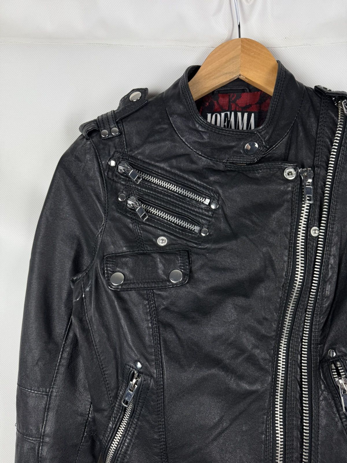 JOFAMA Jofama By Kenza Ladies Gothic Leather Biker Jacket Size 34 Size XS / US 0-2 / IT 36-38 - 4 Thumbnail