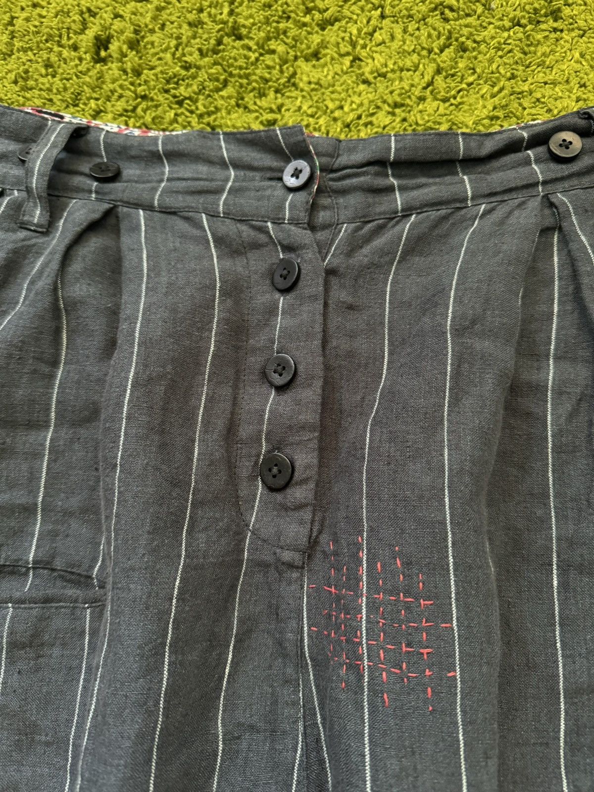 Designer Ewa I Walla SS 2019 avant garde 100% linen pants Size 27" / US 4 / IT 40 - 4 Thumbnail
