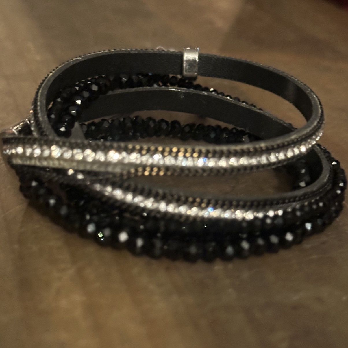 Other Black rhinestone leather wrap bracelet with tassel Size ONE SIZE - 4 Thumbnail