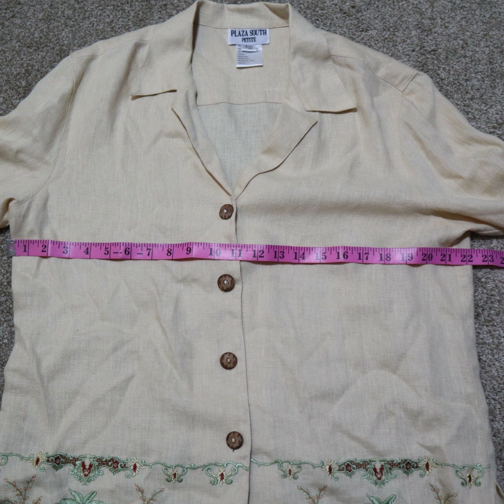 Vintage VINTAGE Plaza South Petite Tan Cream Elephant Embroidered Button Front Blazer Jacket 14P Size XL / US 12-14 / IT 48-50 - 5 Thumbnail