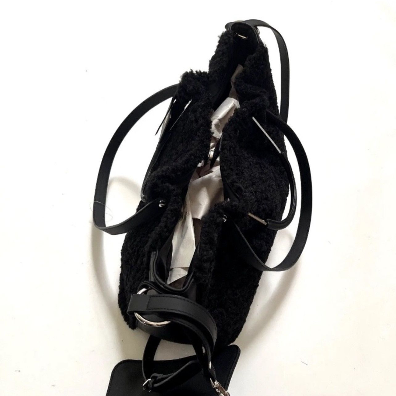 House of Harlow NEW House of Harlow 1960 RARE Black Sherpa Crossbody Tote Size ONE SIZE - 4 Thumbnail