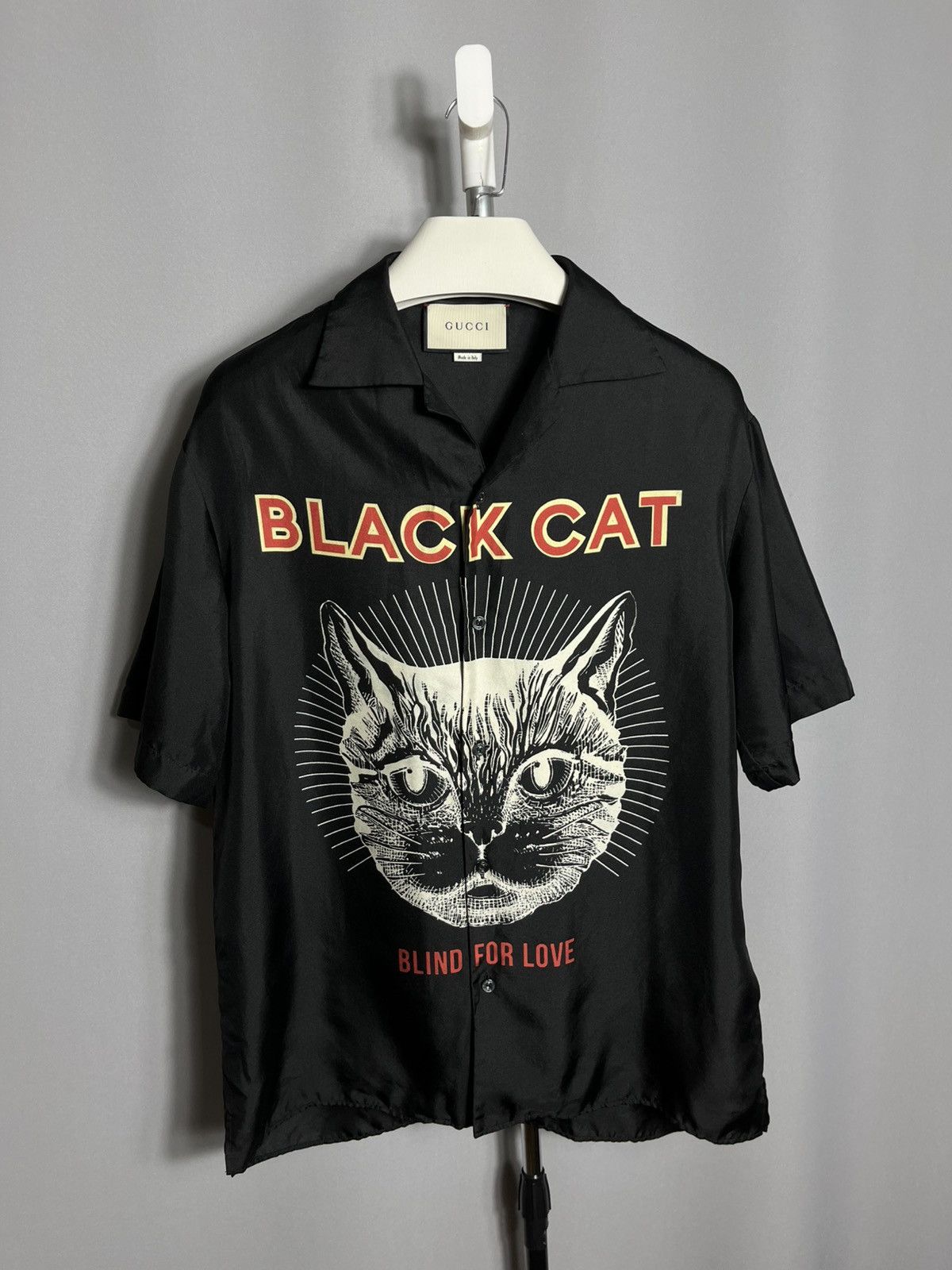 Gucci Gucci Black Cat Blind for Love Silk Black Mens Size US M / EU 48-50 / 2 - 1 Thumbnail