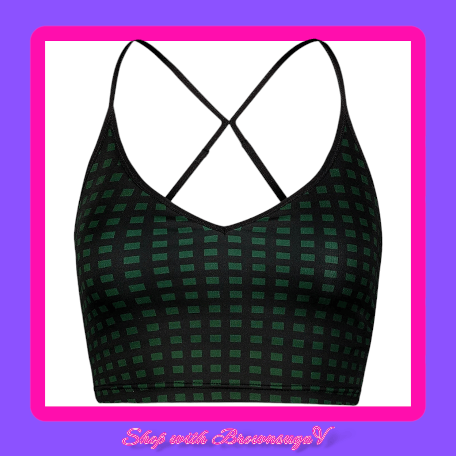 Adam Selman Knit Check Jacquard Sweetheart Builtin Bra Tank Size XL / US 12-14 / IT 48-50 - 1 Thumbnail