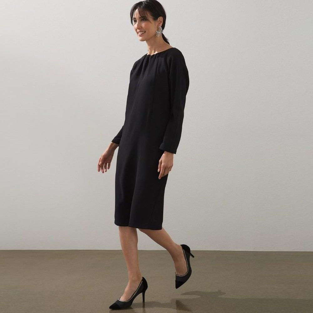 NWT New $159 Chico's Tie-Back Crepe Midi Dress Size 1 US M