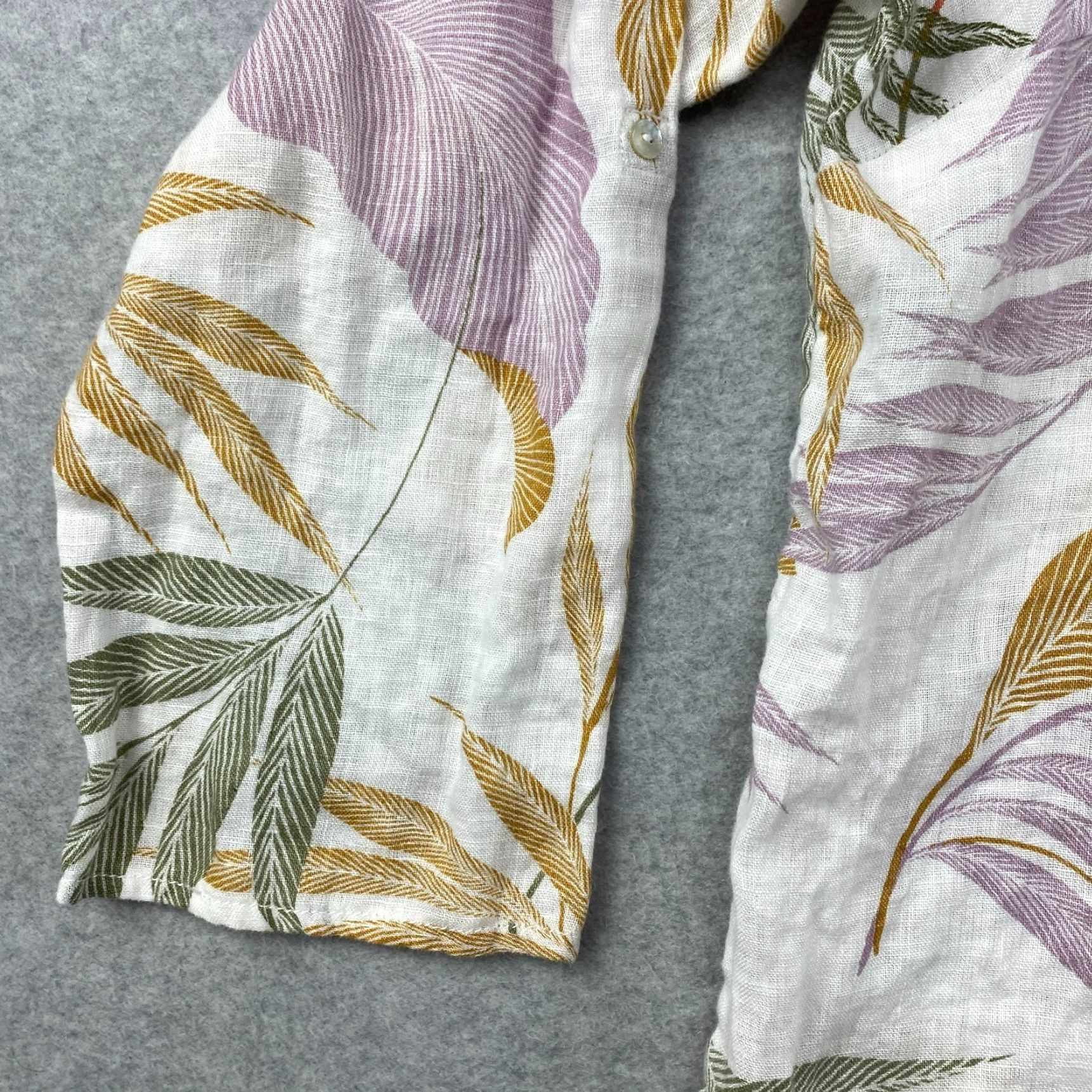 Vintage Mother of Pearl Button-Up Womens 2XL Floral Linen Roll Tab Long Sleeve Shirt Size XXL / US 16-18 / IT 52-54 - 4 Thumbnail