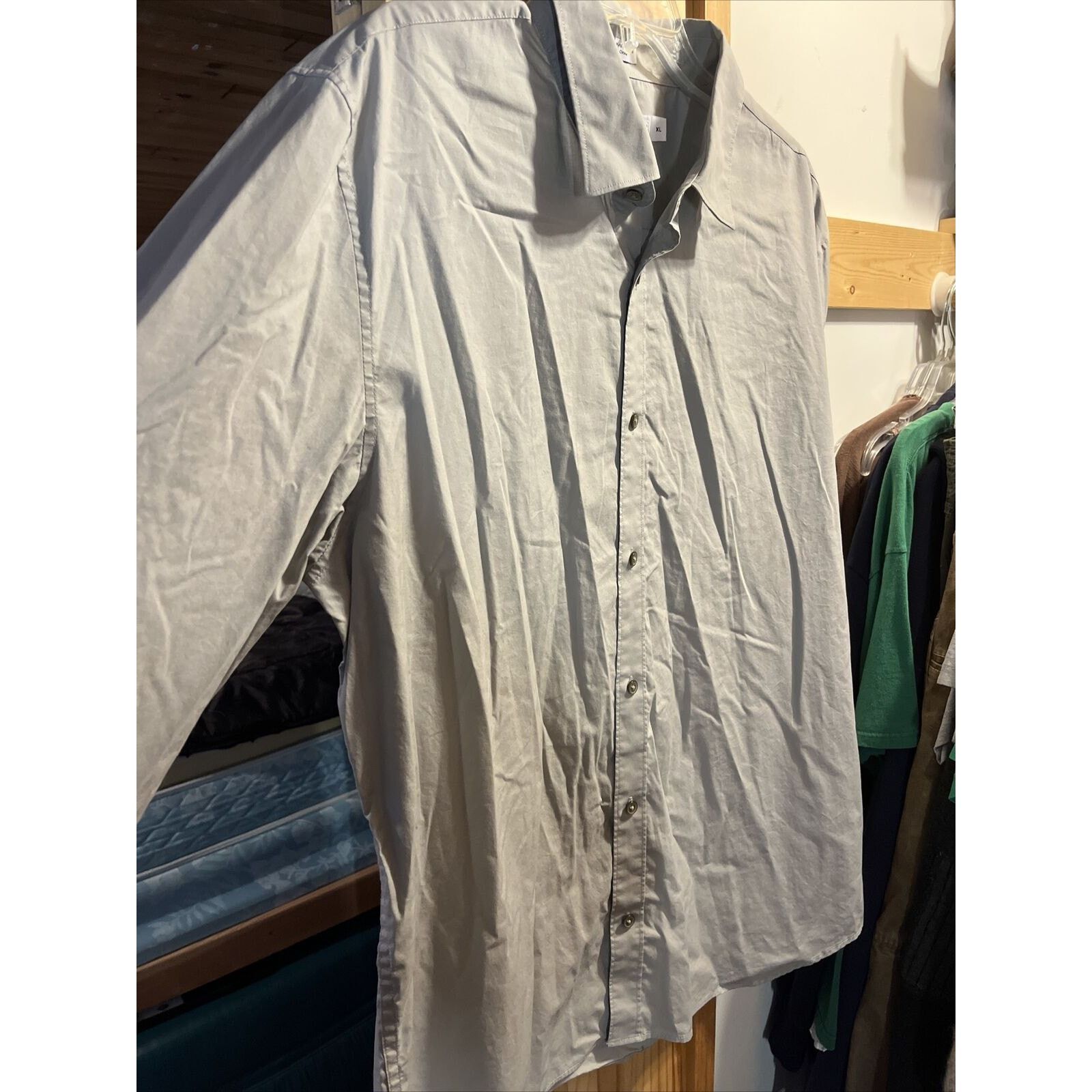 Calvin Klein Calvin Klein Men’s XL Grey LS Cotton Lastol Button Up Shirt Size US XL / EU 56 / 4 - 5 Thumbnail