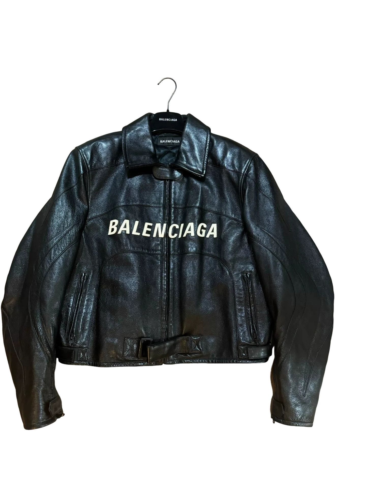 Balenciaga Balenciaga Logo Leather Jacket Size 44 Size US S / EU 44-46 / 1 - 1 Thumbnail