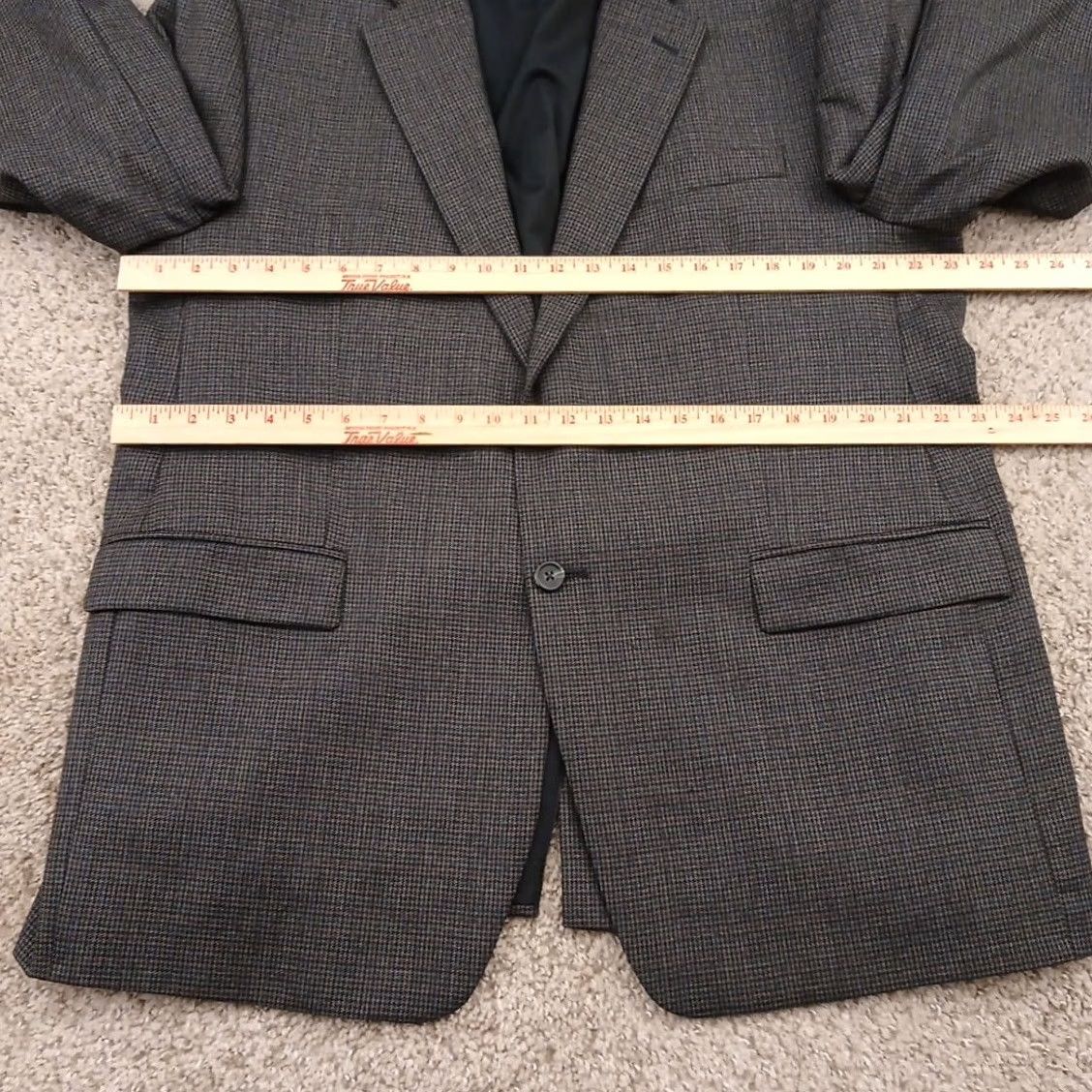 Ralph Lauren Lauren Ralph Lauren Blazer Mens 46 Gray Plaid Wool Single-Breasted Two-Button Notch Lapel Vented 2 Piece Jacket Chest 46 Regular Wool Blazer Mens Mens Size 46R - 5 Thumbnail