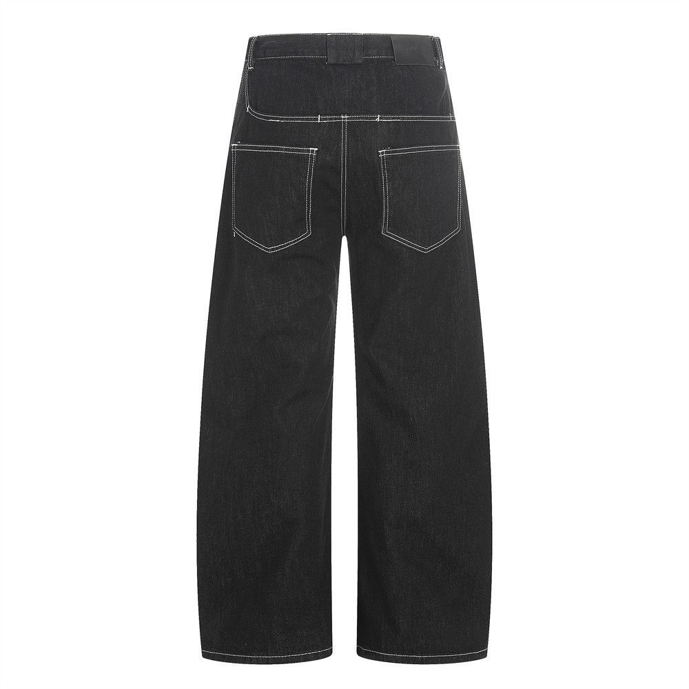 Jean Men's irregular patchwork curved loose jeans Size US 32 / EU 48 - 2 Thumbnail