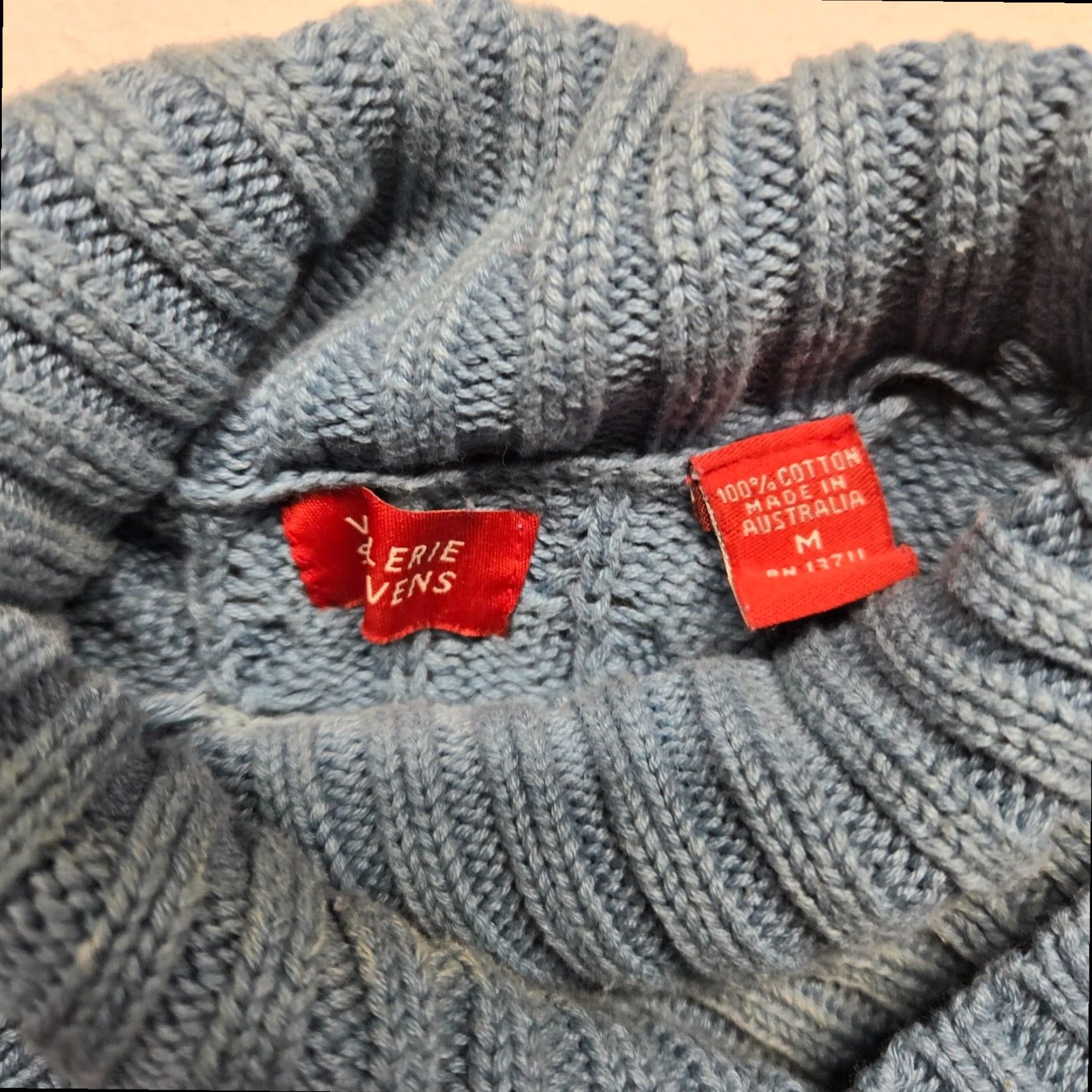 Vintage Valerie Stevens Blue Knit Sweater Cowl Neck Long Sleeve Pullover Women's Medium Size M / US 6-8 / IT 42-44 - 3 Thumbnail