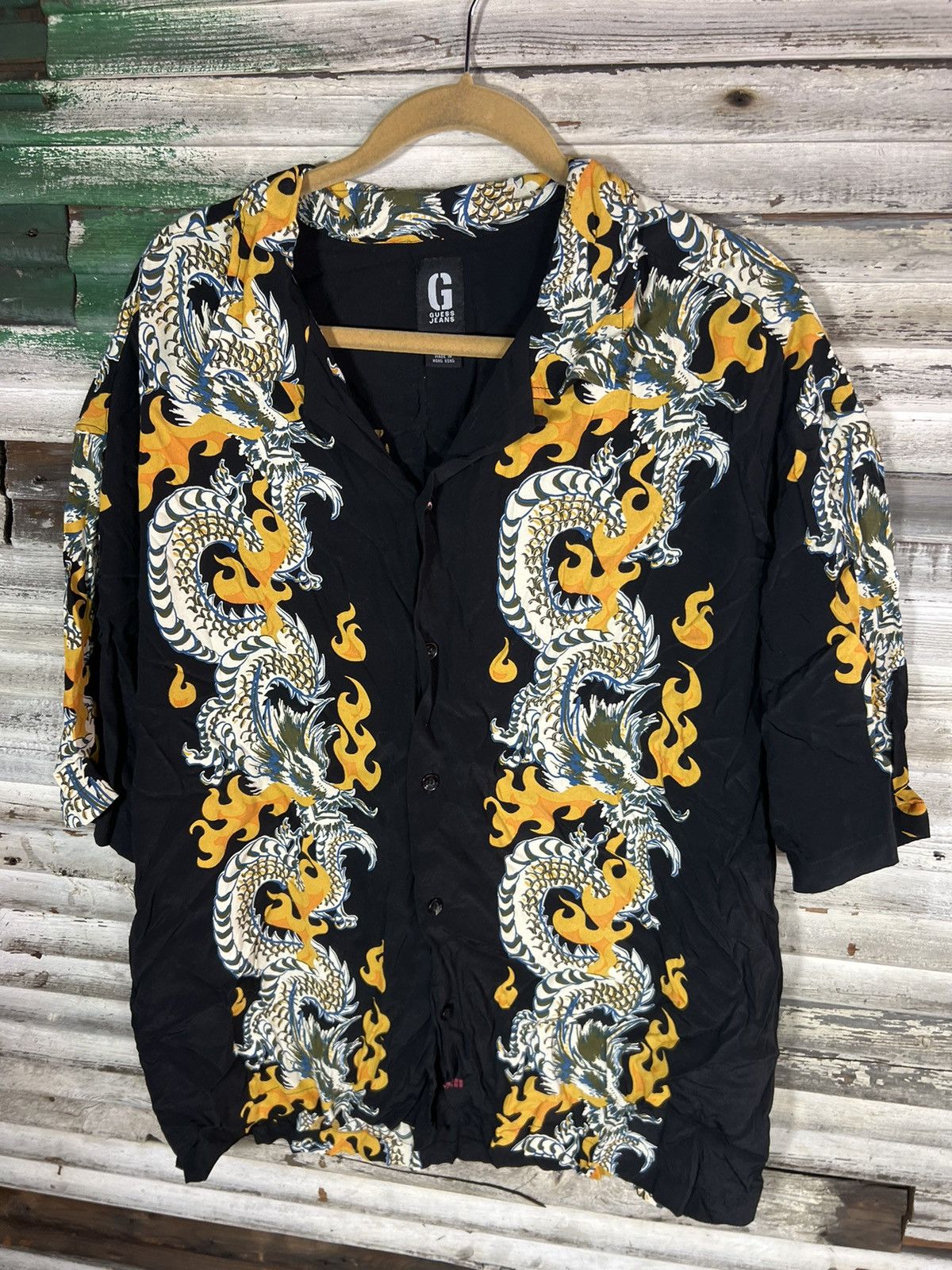 Guess Guess Dragon Rayon Shirt Size US XXL / EU 58 / 5 - 3 Thumbnail