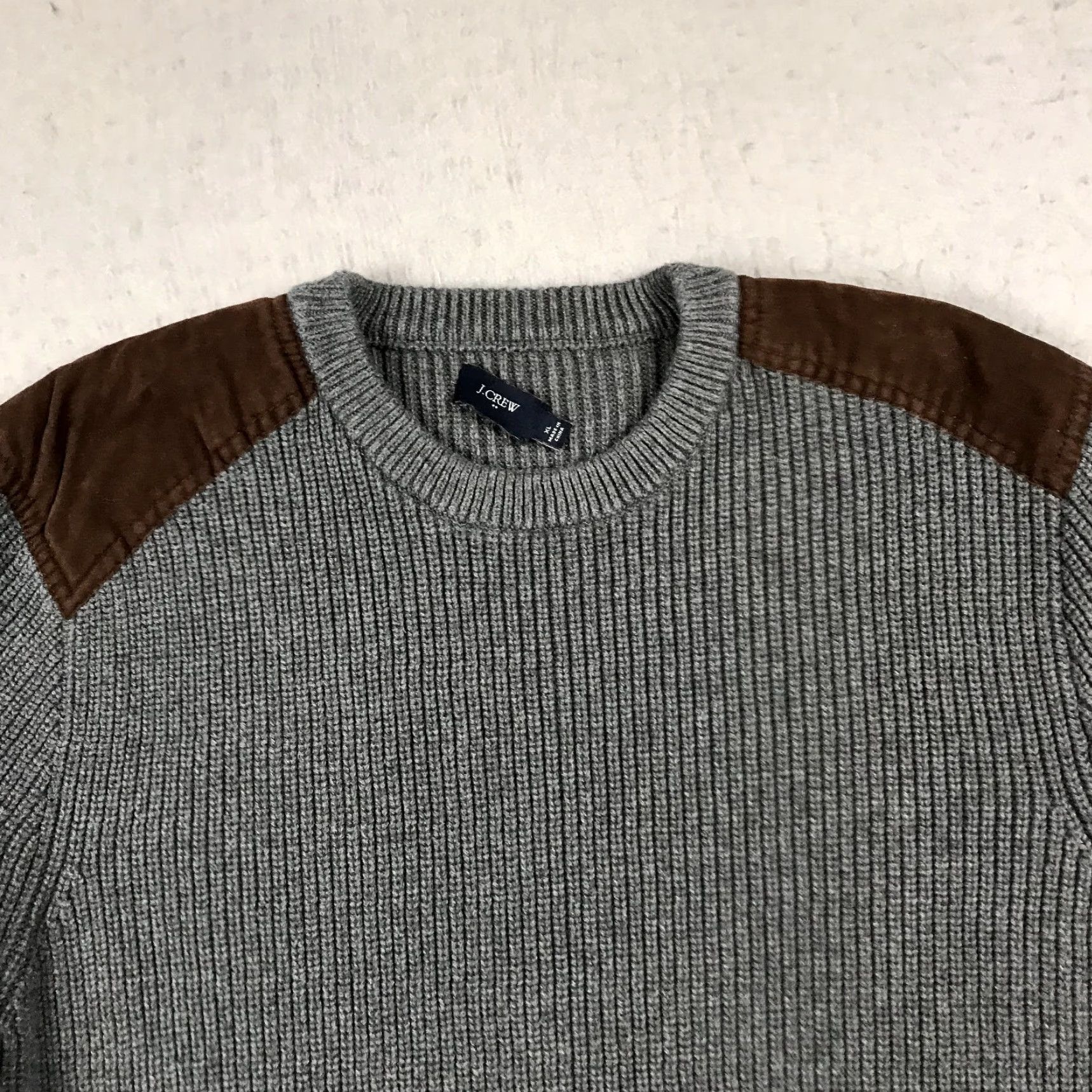 J.Crew J.CREW Sweater Mens XL Gray Brown Ribbed Heavy 100% Cotton Crewneck Knit Shirt Size US XL / EU 56 / 4 - 2 Thumbnail
