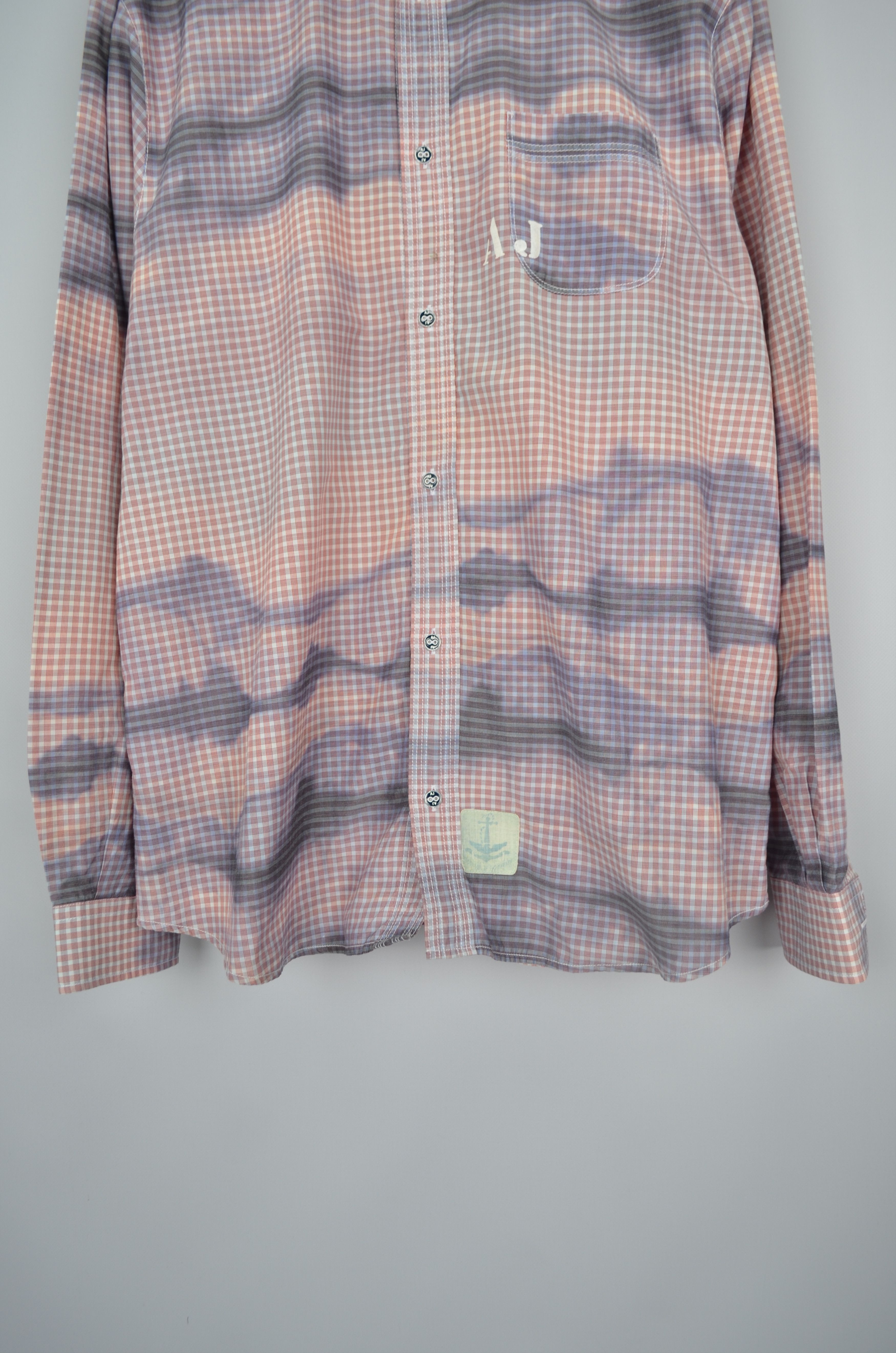 Armani × Vintage Vintage 90s Armani Jeans Check Logo Dyed Shirt Size XXL 2XL Size US XXL / EU 58 / 5 - 4 Thumbnail