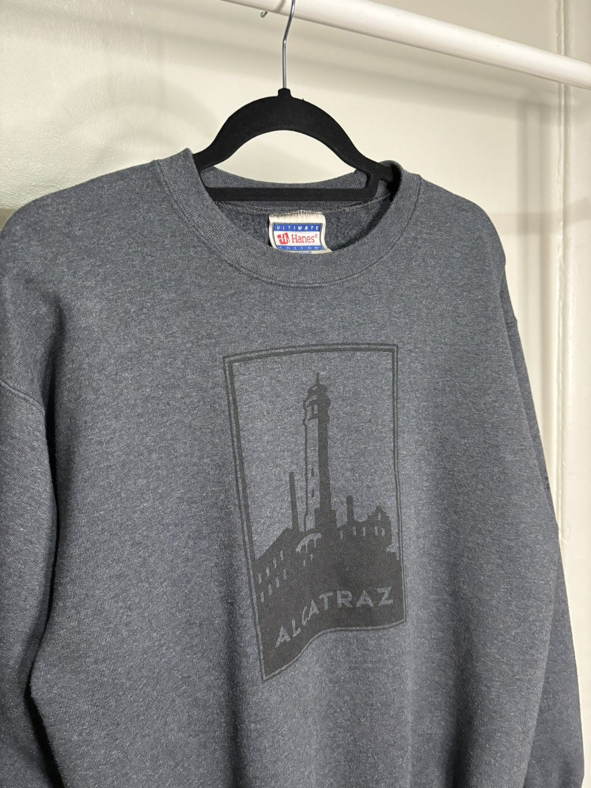 Hanes × Vintage Vintage 1990s Alcatraz Prison Grey Graphic Sweatshirt Size US M / EU 48-50 / 2 - 2 Thumbnail
