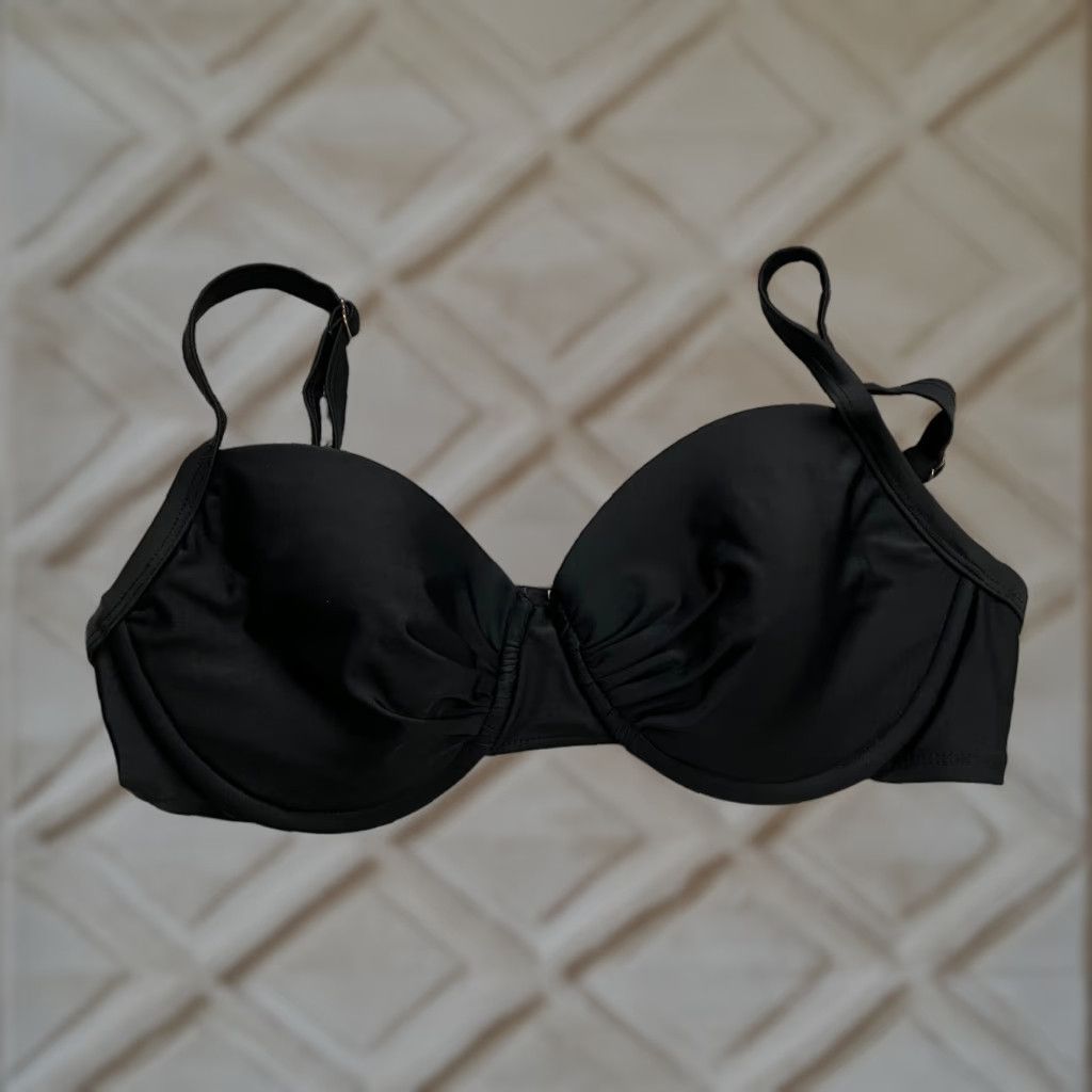 Merona VINTAGE Merona Bikini Top Womens Medium Black Spaghetti Strap Summer Beach Swimsuit Women Size M / US 6-8 / IT 42-44 - 1 Thumbnail