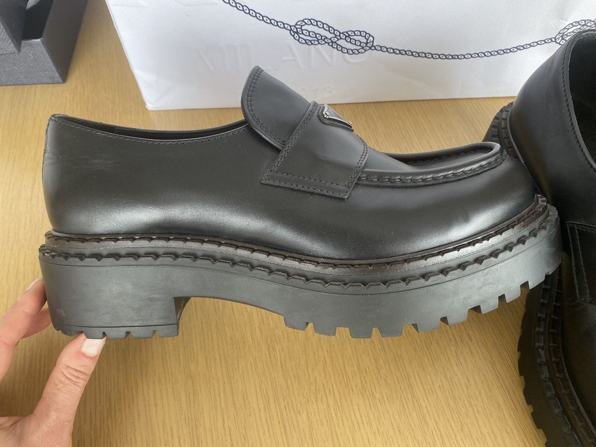Prada Genuine Double Chocolate black leather loafers Size US 9.5 / EU 42-43 - 11 Thumbnail