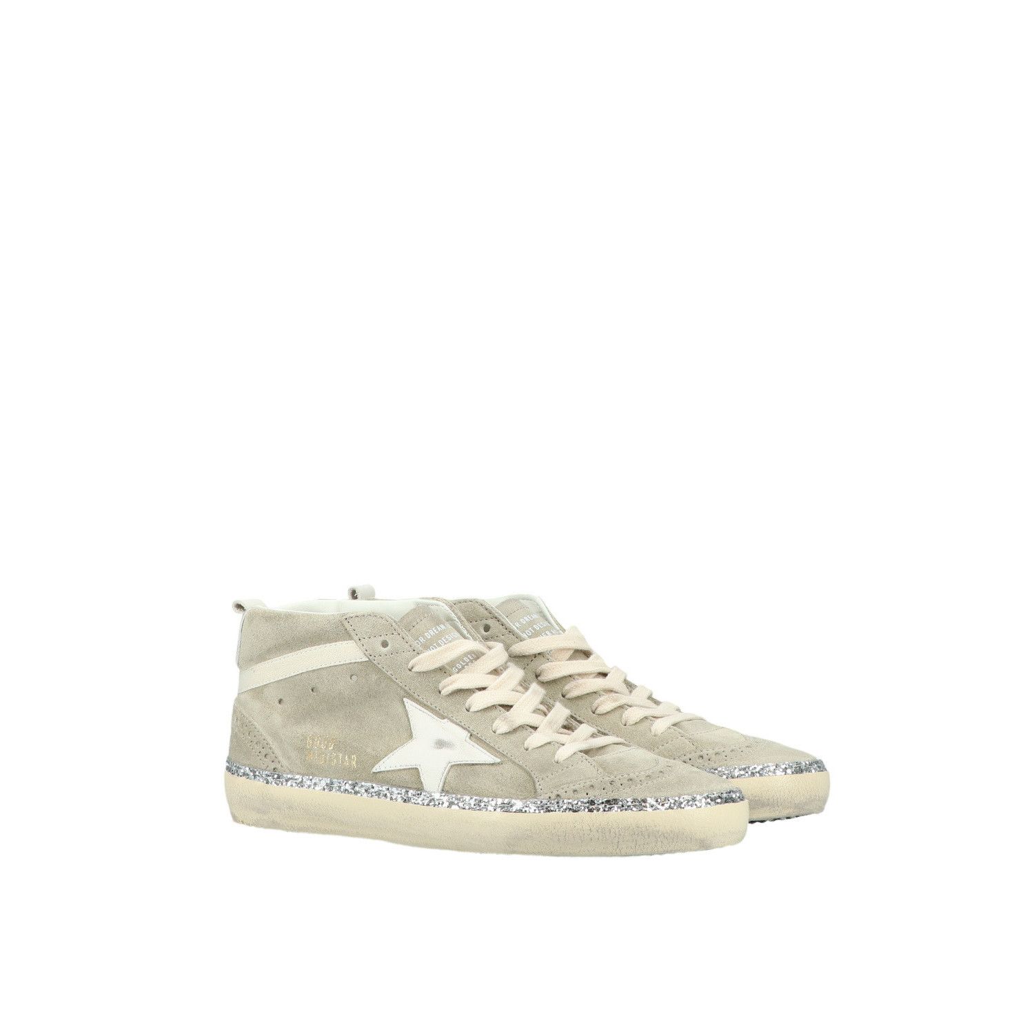 GOLDEN GOOSE Mid Star Women's White/Ice Suede Sneakers New (