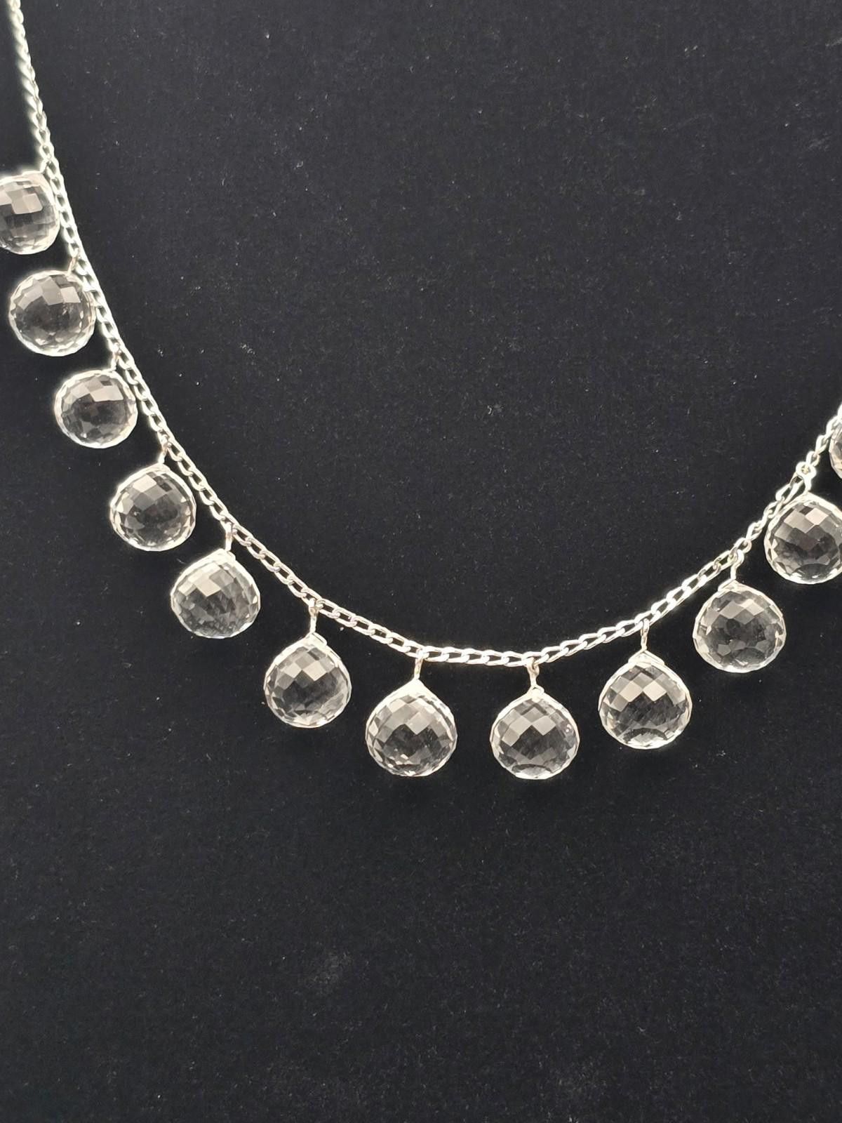 The Unbranded Brand 10K White Gold Necklace 56 ct Natural White Topaz Briolettes Size ONE SIZE - 3 Thumbnail