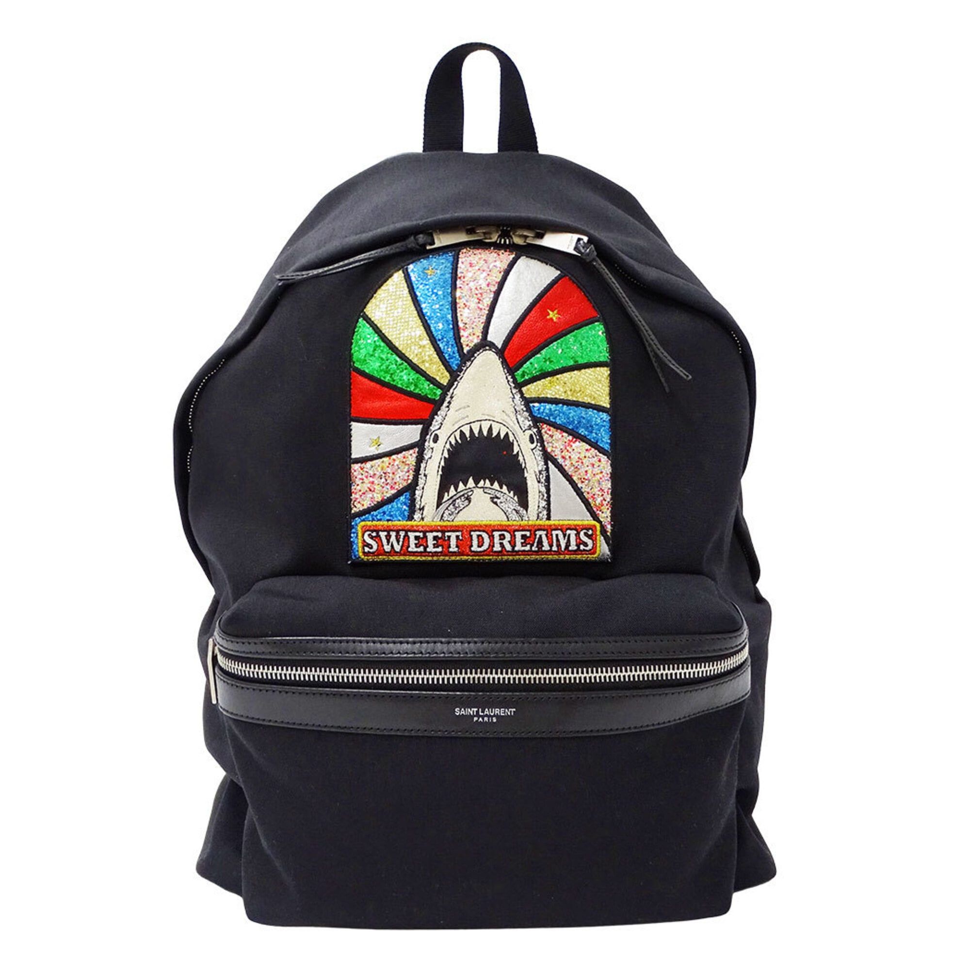 Saint Laurent Paris Saint Laurent handbag, women's and men's brand backpack, canvas, sequined, Classic City California Backpack, black, multicolor, 437087, shark design. Size ONE SIZE - 1 Thumbnail