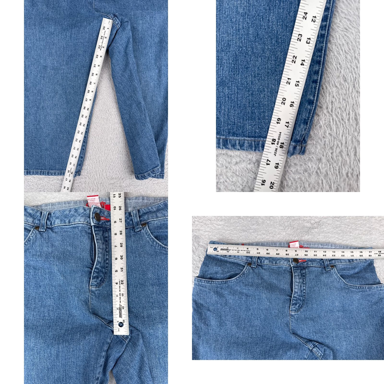 Vintage SMITHS Jeans Capri Womens 16 Blue Denim Cotton Blend Mid Rise Distressed Embroidered Rhinestone 35x19 Jeans Womens Size 38" / US 16 / IT 52 - 8 Thumbnail