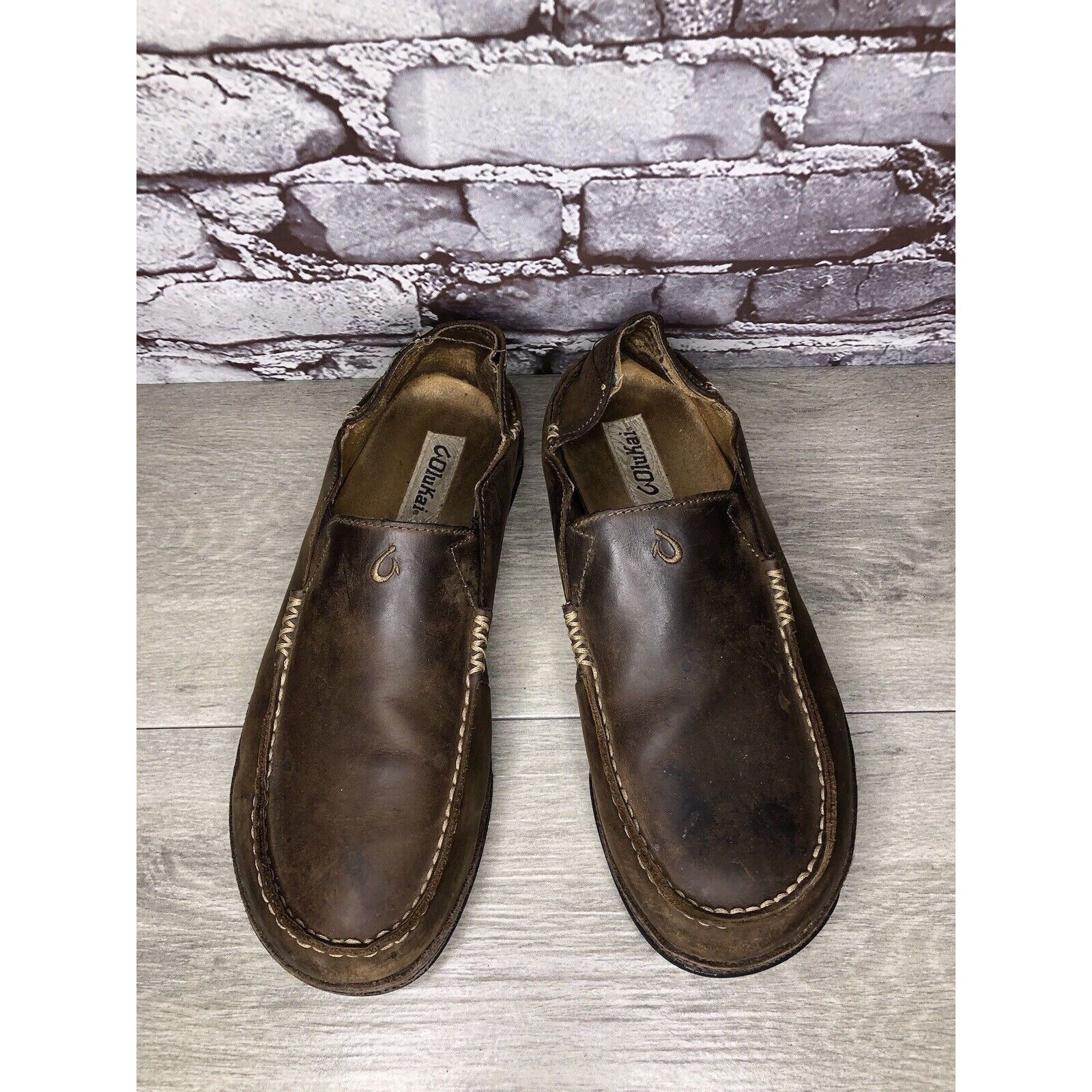 Olukai OluKai Moloa Brown Leather Casual Drop Heel Loafers Shoes Me Size US 10 / EU 43 - 10 Thumbnail
