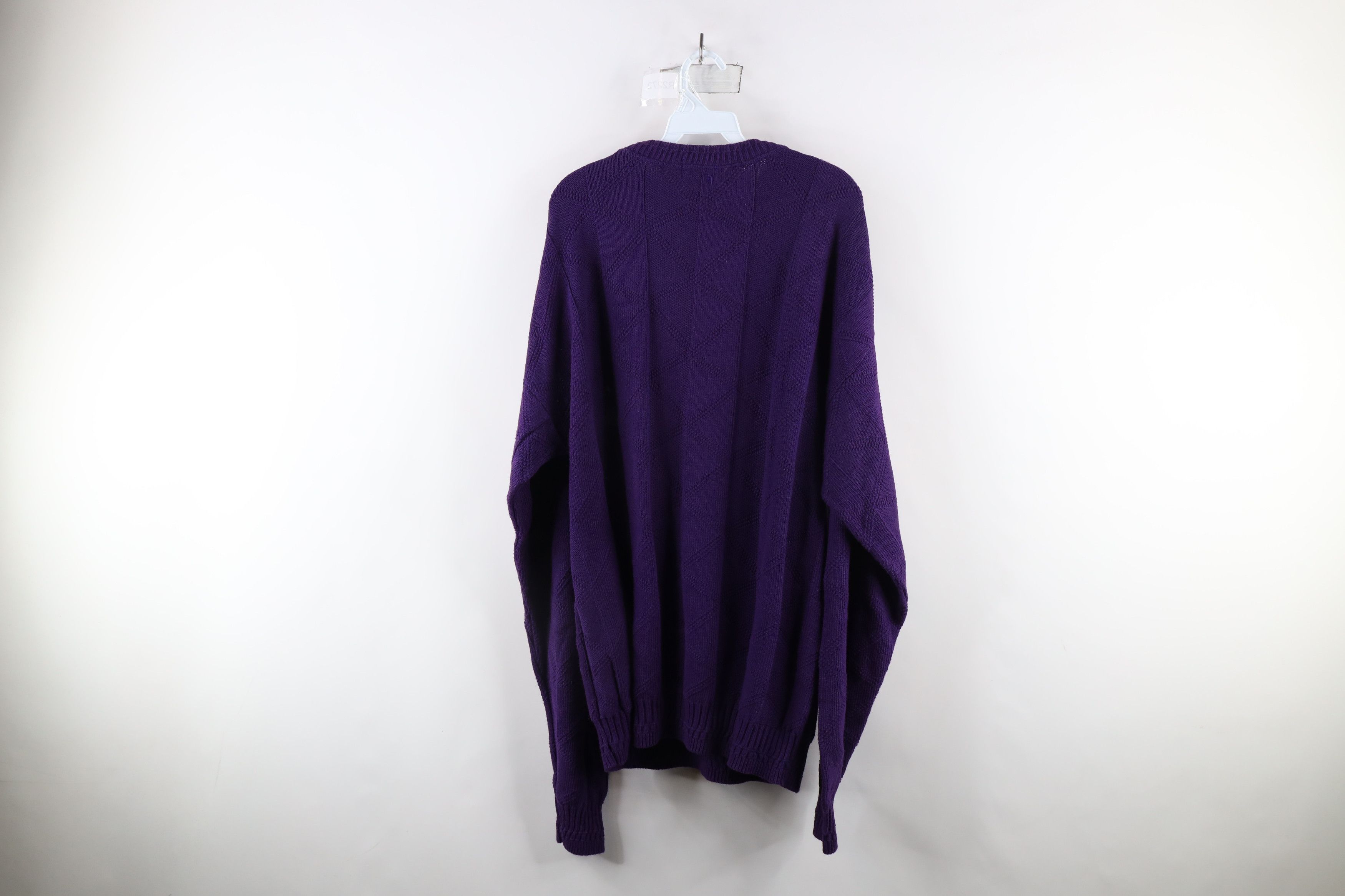 Vintage Vintage 90s Streetwear Faded Ribbed Knit Sweater Purple USA Size US XL / EU 56 / 4 - 7 Thumbnail