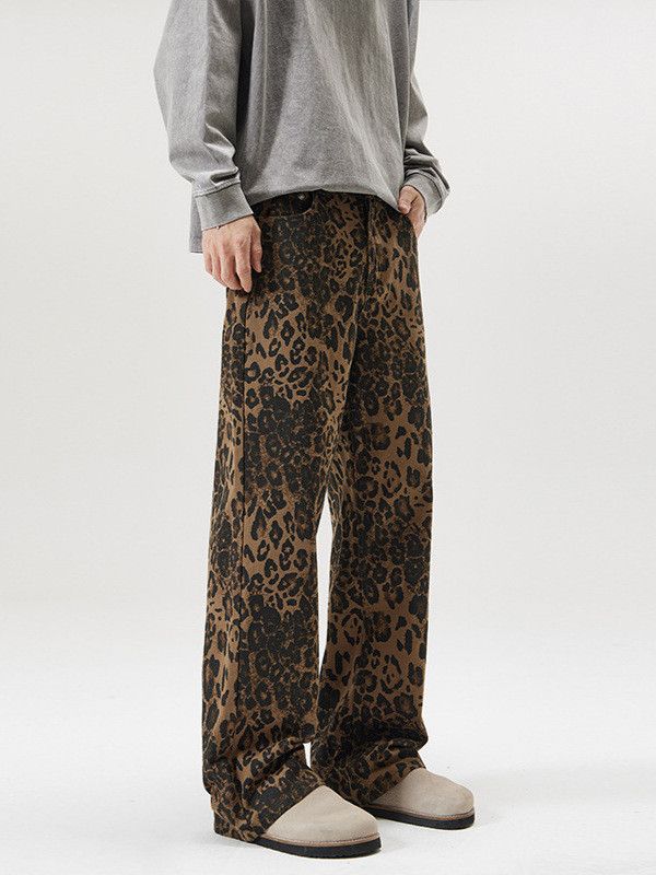 Japanese Brand American retro men's straight leg loose leopard print jeans Size US 32 / EU 48 - 2 Thumbnail