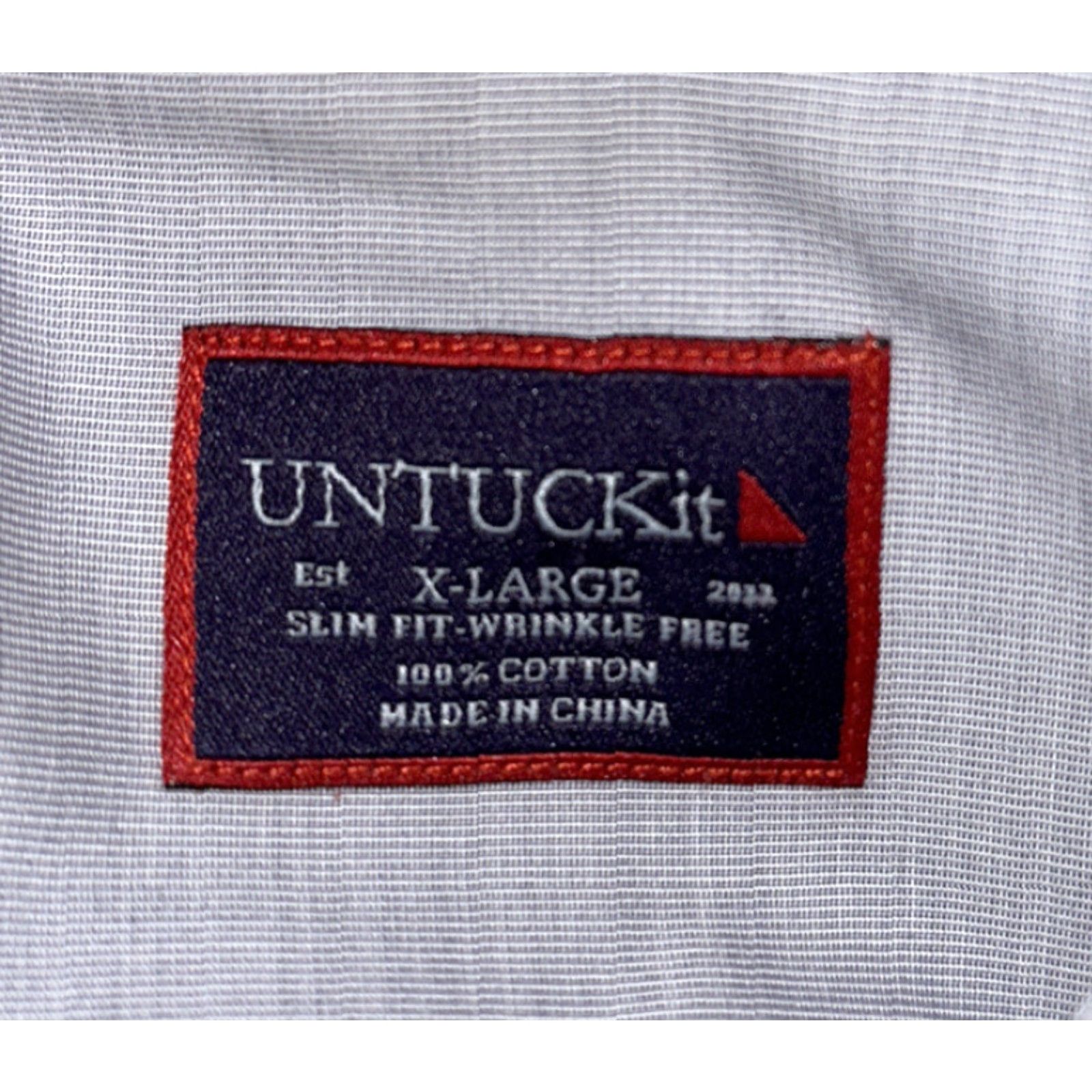 UNTUCKit UNTUCKit Mens Gray Cotton Wrinkle Free Long Sleeve Dress Shirt Size XL Size 46R - 6 Thumbnail