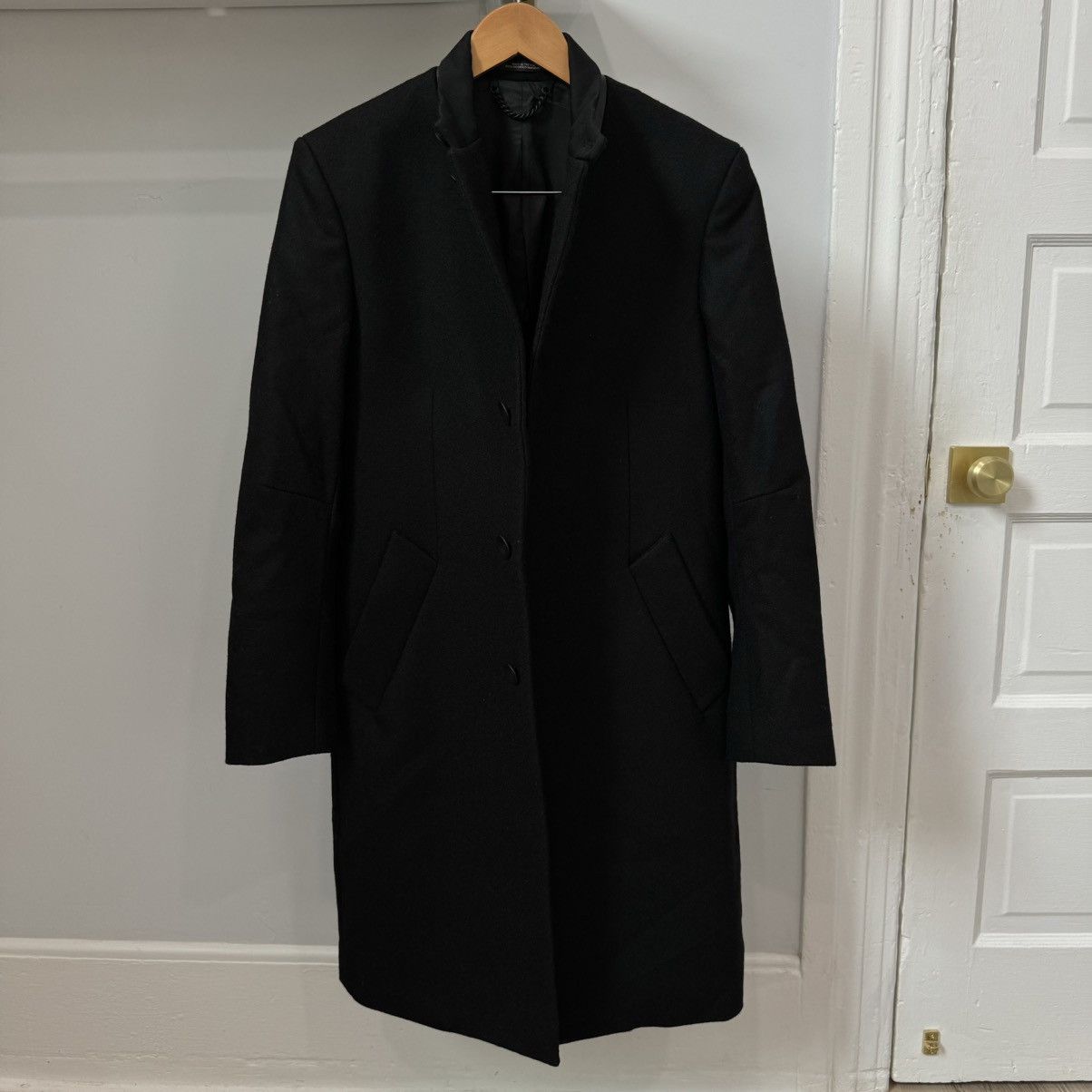 image of Abraham Moon Sons x Rag Bone Rag & Bone Abraham Moon Black Wool Coat, Men's (Size Medium)