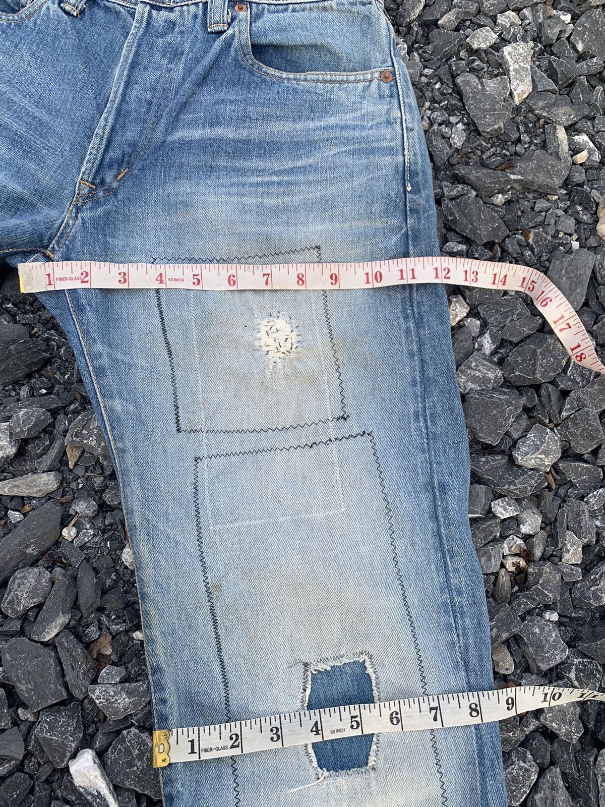 Kapital VINTAGE BLUE BLUE INDIGO SELVEDGE JAPANESE DISTRESSED DENIM Size US 28 / EU 44 - 19 Thumbnail