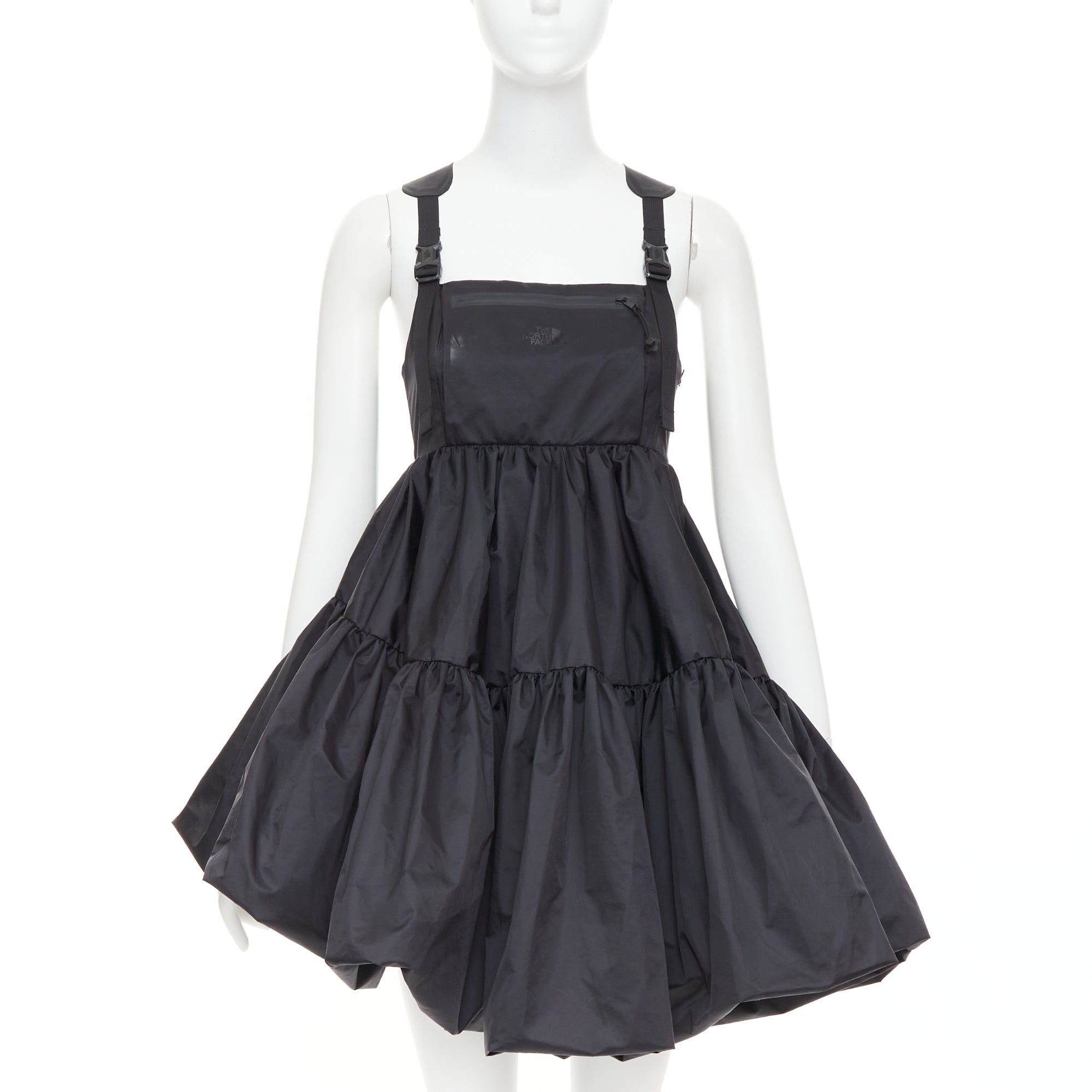 CECILIE BAHNSEN THE NORTH FACE Shara Mountain black nylon puff tiered babydoll dress XS