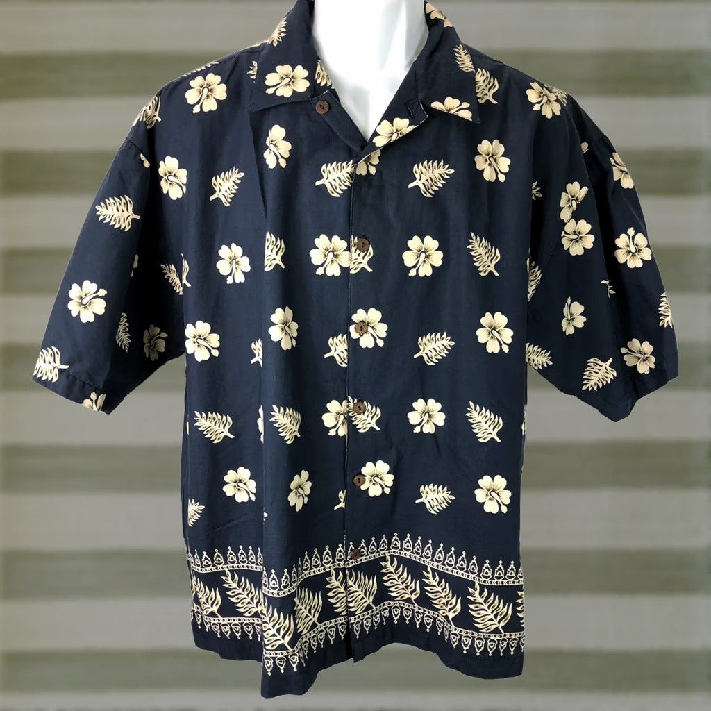 Vintage VINTAGE Pesslate Bay Hawaiian Shirt L Blue Floral Button-Up Short Sleeve Collared Beach Luau 90s Y2K Mens Size US L / EU 52-54 / 3 - 1 Thumbnail