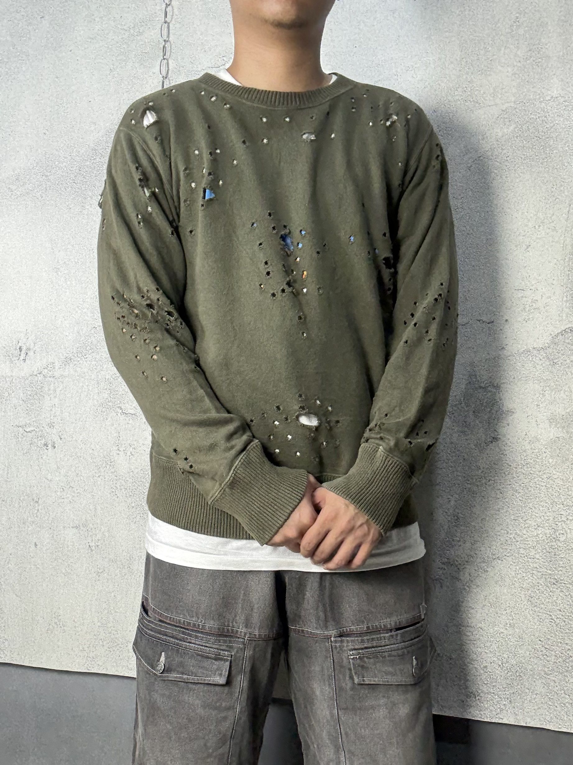Japanese Brand Burden Distressed Destroyed Grunge Sweatshirt Crewneck Size US M / EU 48-50 / 2 - 1 Thumbnail