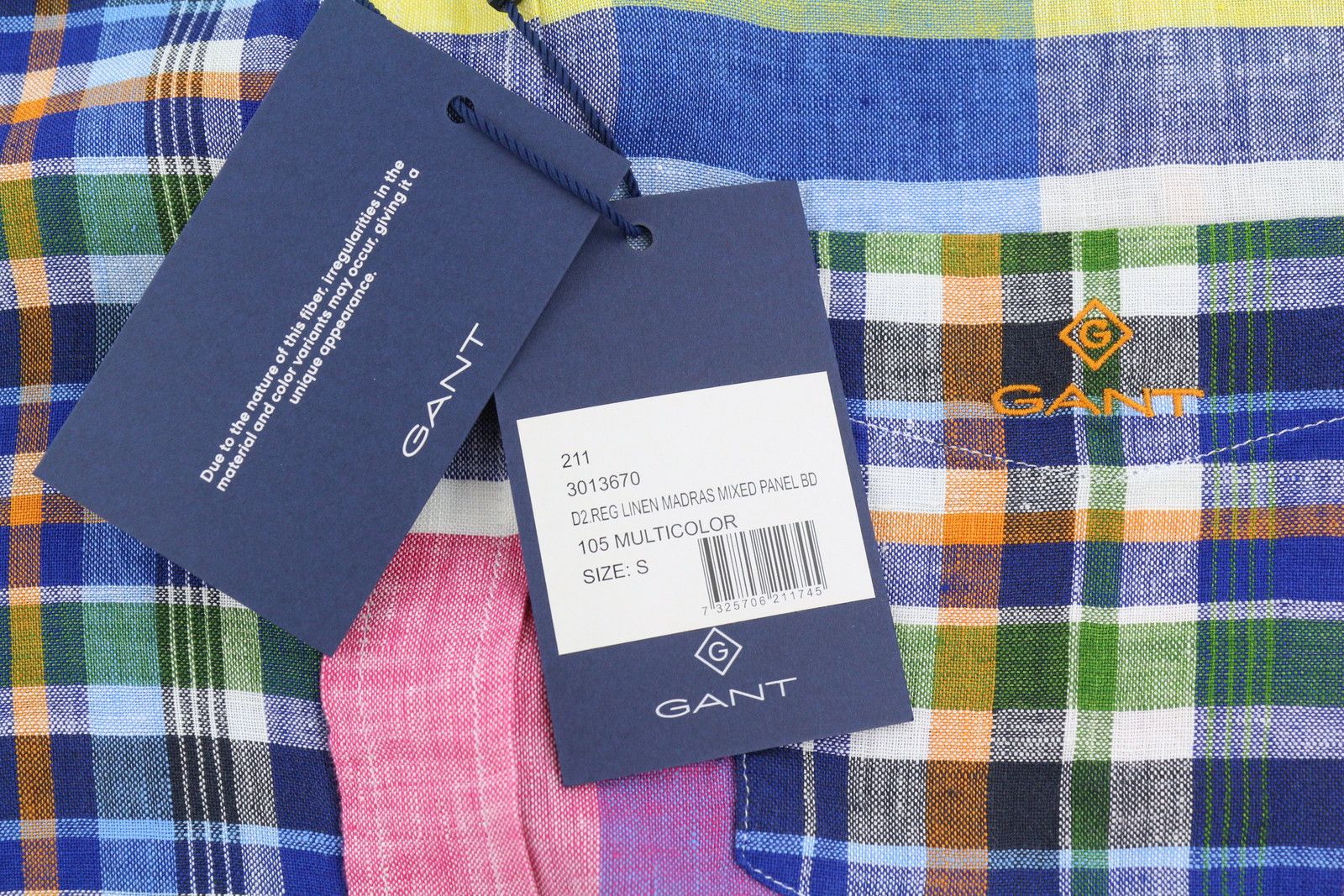 Gant MIXED PANEL LINEN MADRAS S Colourful Button-Down 87498 Size US S / EU 44-46 / 1 - 7 Thumbnail