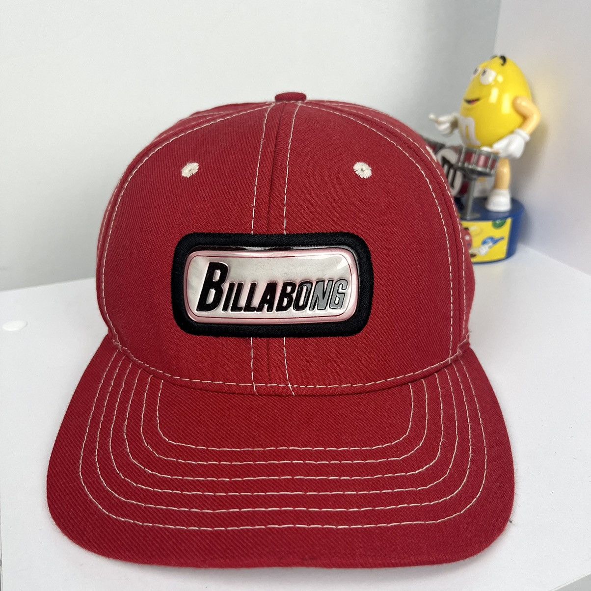 Billabong × Vintage 💋VINTAGE💋 Billabong 6 panel Red Surf Cap with holo logo Size ONE SIZE - 3 Thumbnail