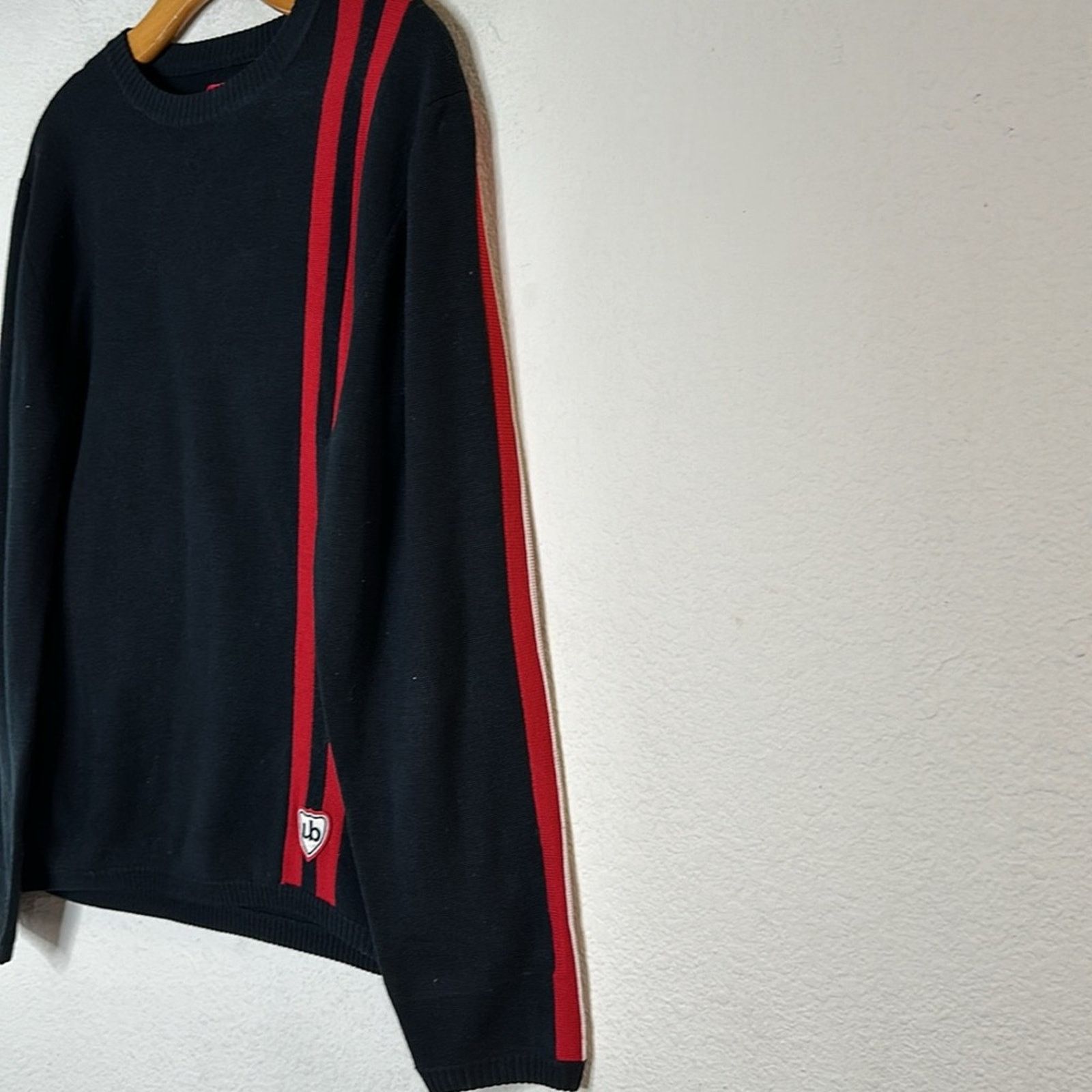 UNIONBAY × Vintage VTG 1990s Union Bay Striped Sweater Black Red Size Large Size US L / EU 52-54 / 3 - 6 Thumbnail