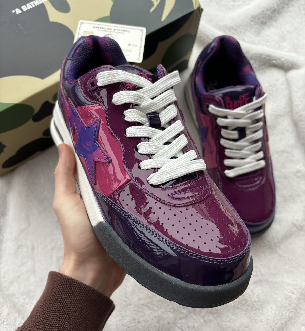 Bape Bape Road Sta Purple/Camo Patent Leather Sneakers Size US 9.5 / EU 42-43 - 4 Thumbnail