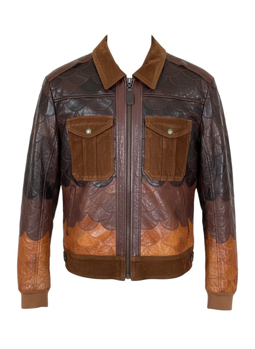 Roberto Cavalli FISHSKIN LEATHER JACKET Size US XL / EU 56 / 4 - 1 Thumbnail
