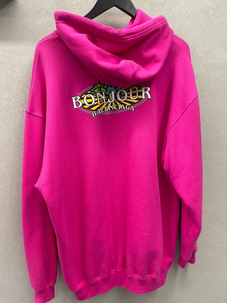 Balenciaga Balenciaga Fuchsia Hooded Fleece Sweatshirt Size US S / EU 44-46 / 1 - 2 Thumbnail