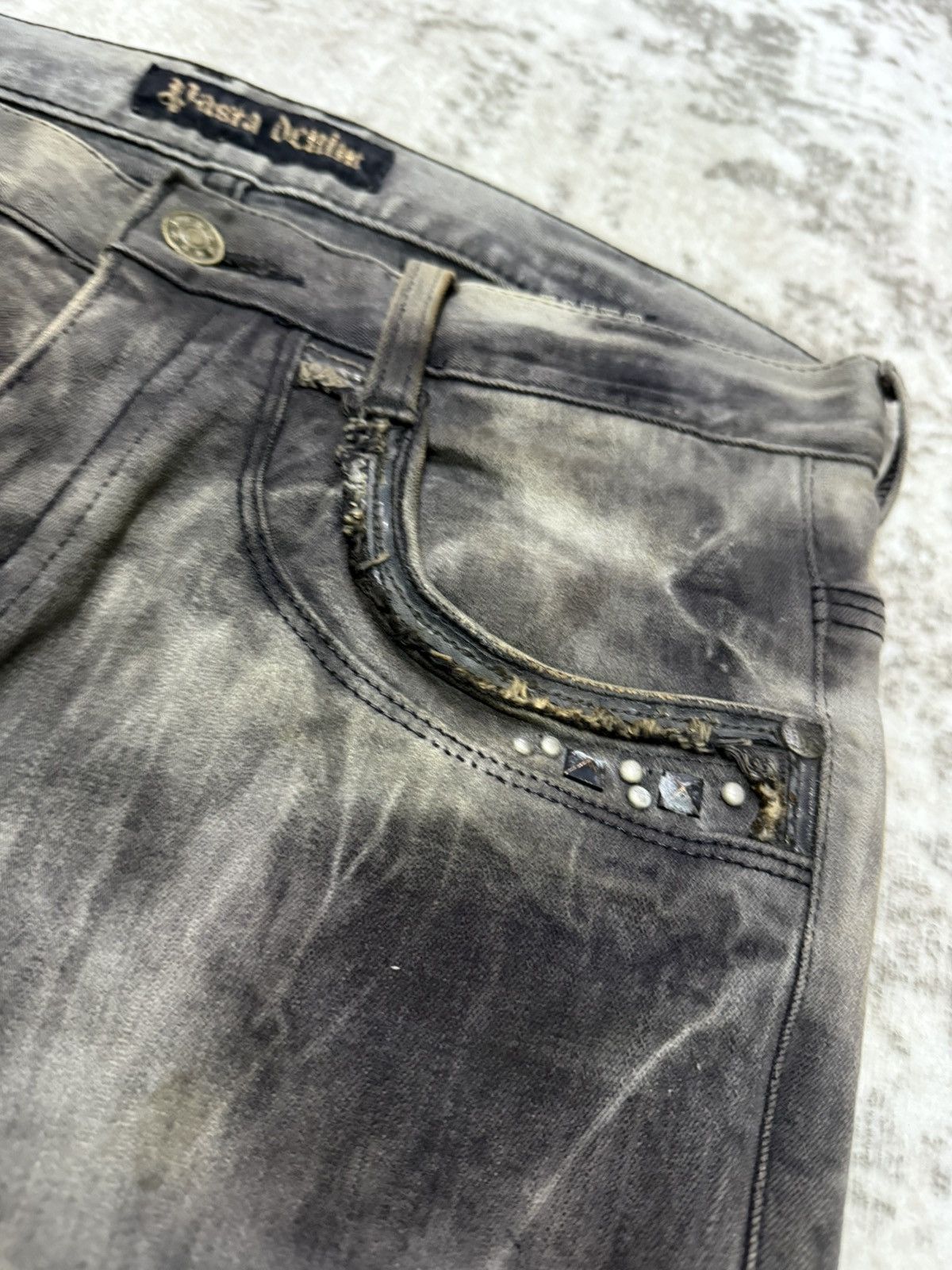 Japanese Brand Japanese Brand Pasta Denim Studded Waxed Coated Jeans Size US 30 / EU 46 - 10 Thumbnail