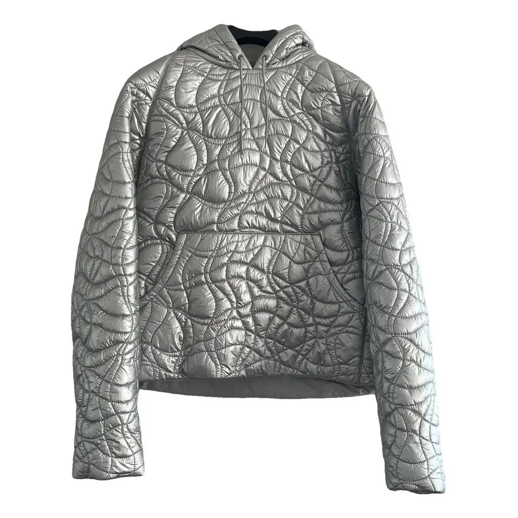 image of Erl Puffer Jacket Hoodie In Silver, Men's (Size Medium)