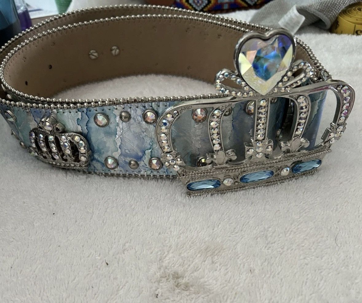 B.B. Simon B.B. Simon Swarovski Studded Crystal Belt Crown Buckle - 38 Size 38 - 4 Thumbnail
