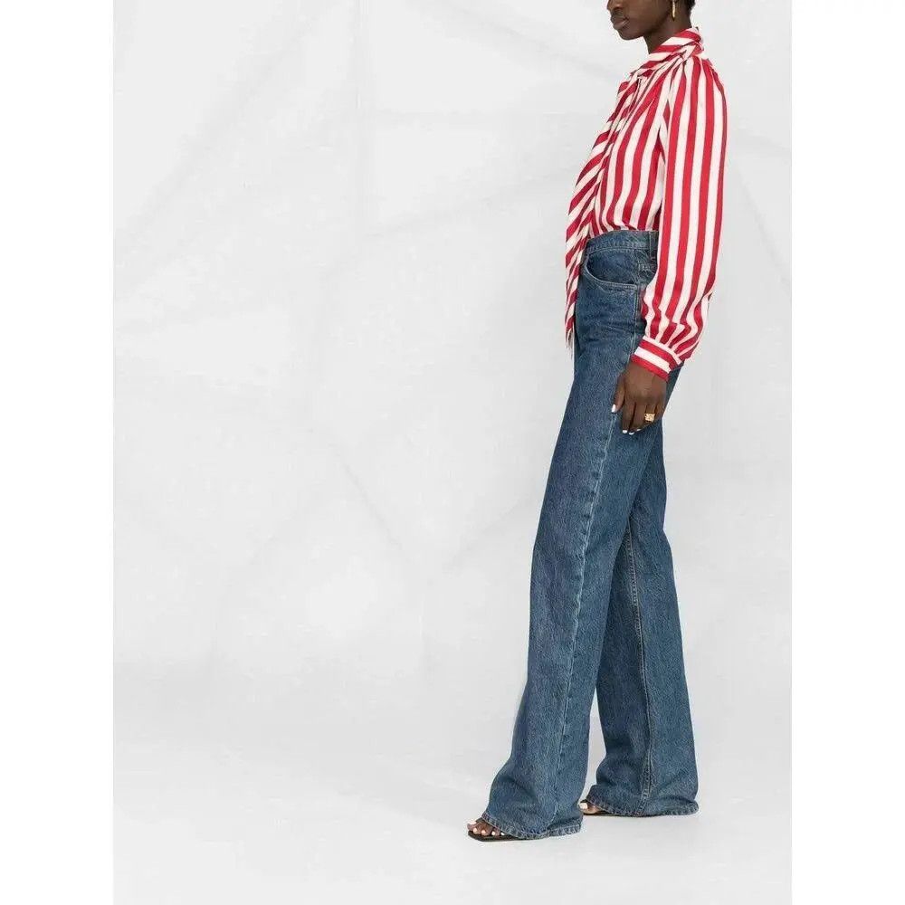 Saint Laurent Paris o1s1wg111024 Lavallière Shirt in Striped in Red/White Size M / US 6-8 / IT 42-44 - 6 Thumbnail